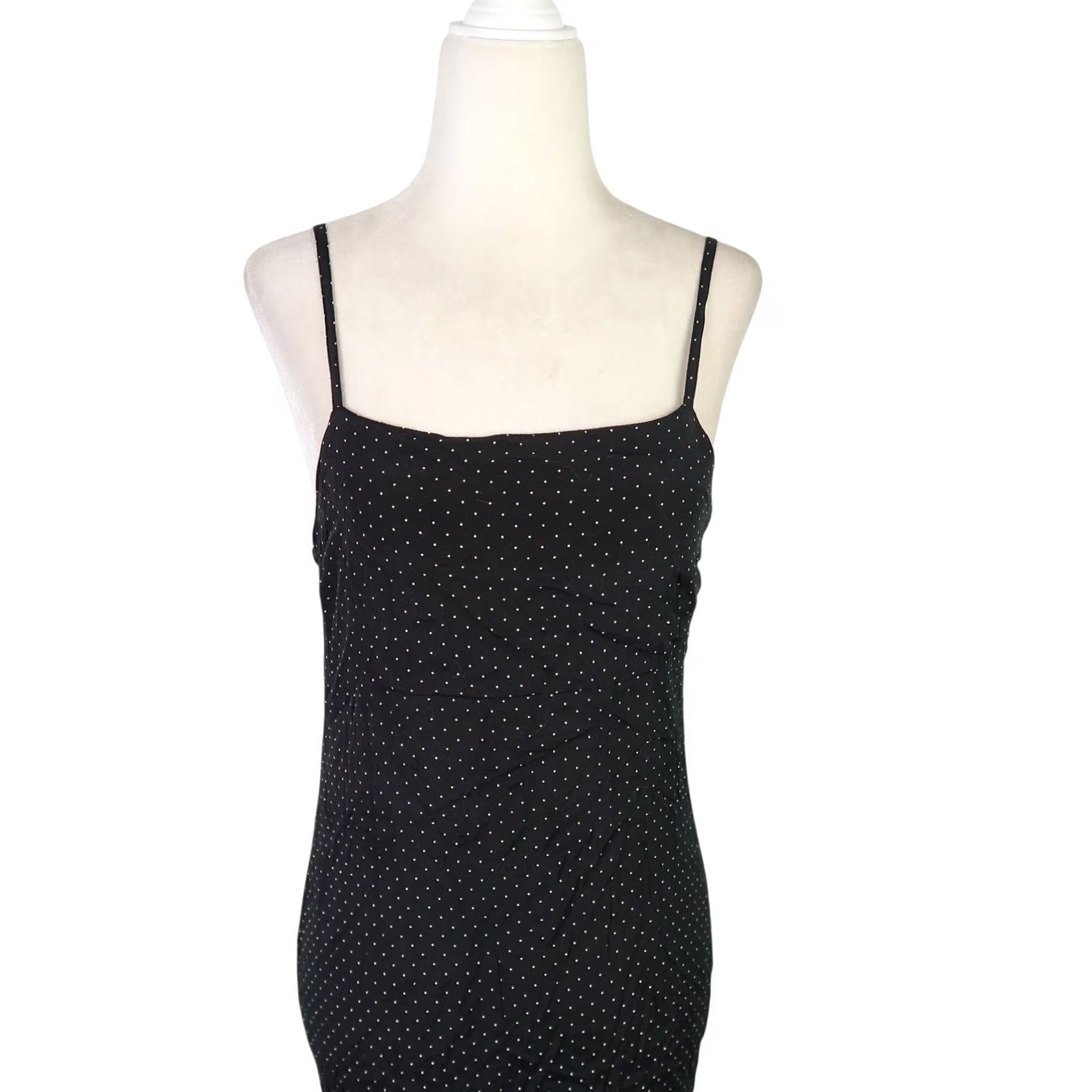 Old Navy VINTAGE Old Navy Polka Dot Midi Slip Dress Black Cream 90s Y2K Womens Size 6 Sleeveless Midi Dress Size M / US 6-8 / IT 42-44 - 2 Thumbnail