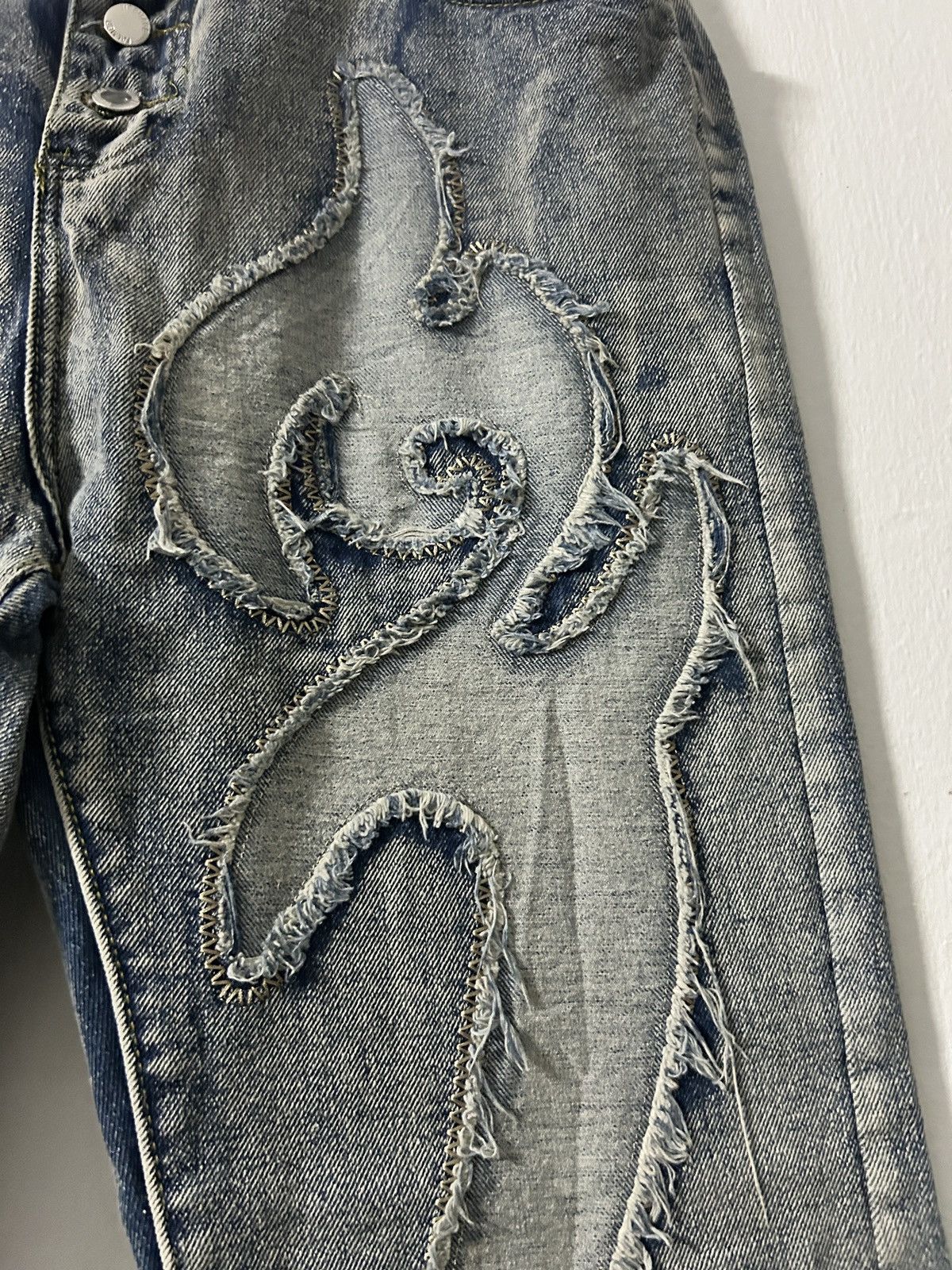 Japanese Brand Unisex Japanese Denim Flame Y2k Design Size US 29 - 6 Thumbnail