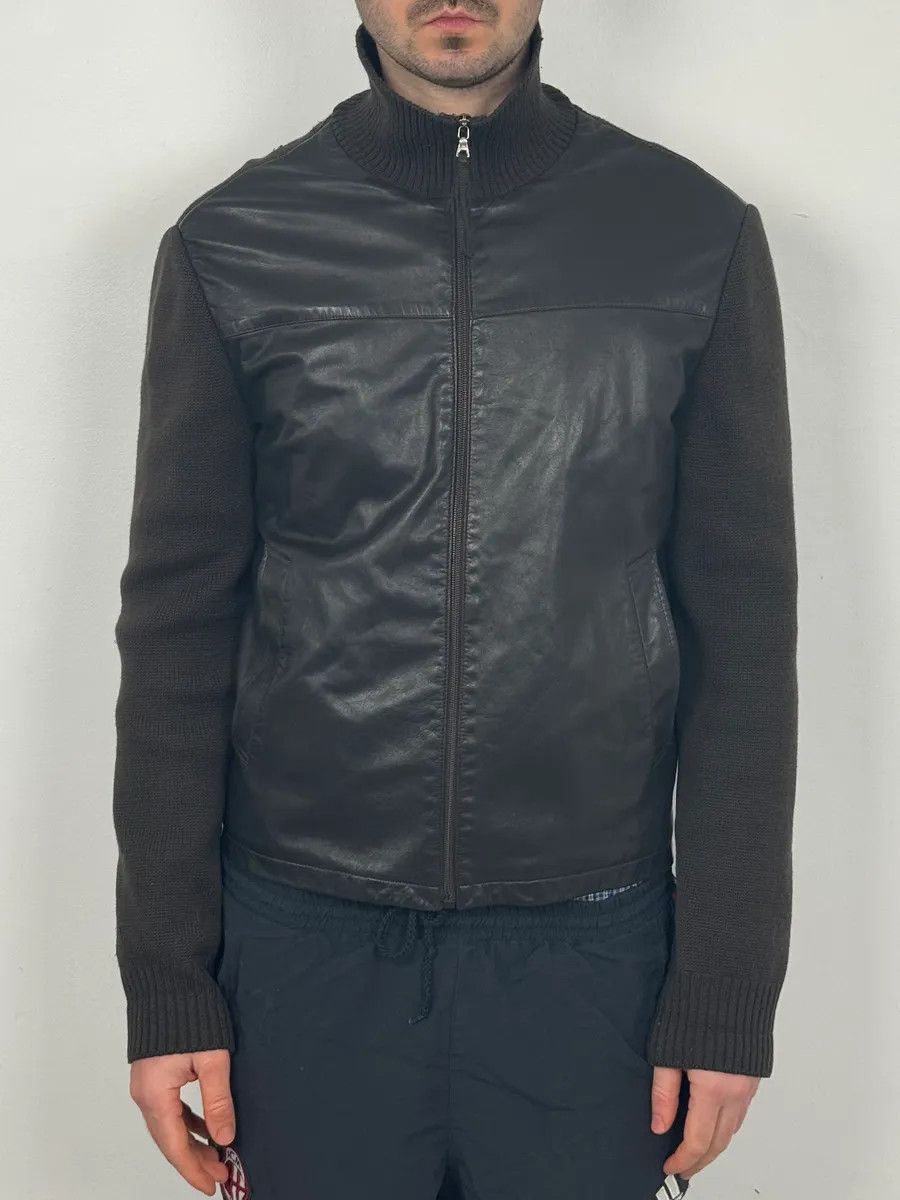 Prada 2000s Prada Brown Wool & Black Front Leather Jacket Size US L / EU 52-54 / 3 - 2 Thumbnail