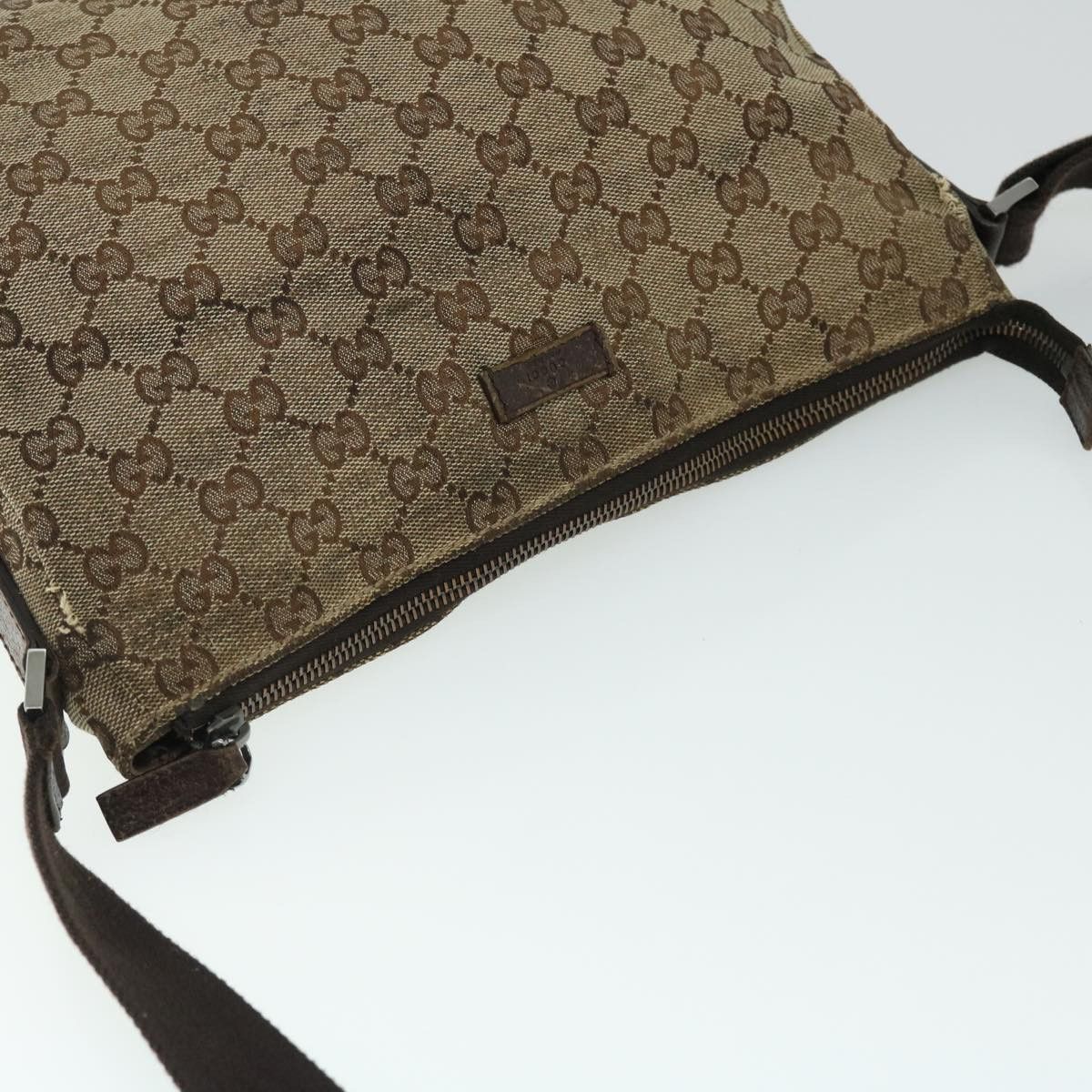 GUCCI GG Canvas Shoulder Bag Beige Brown