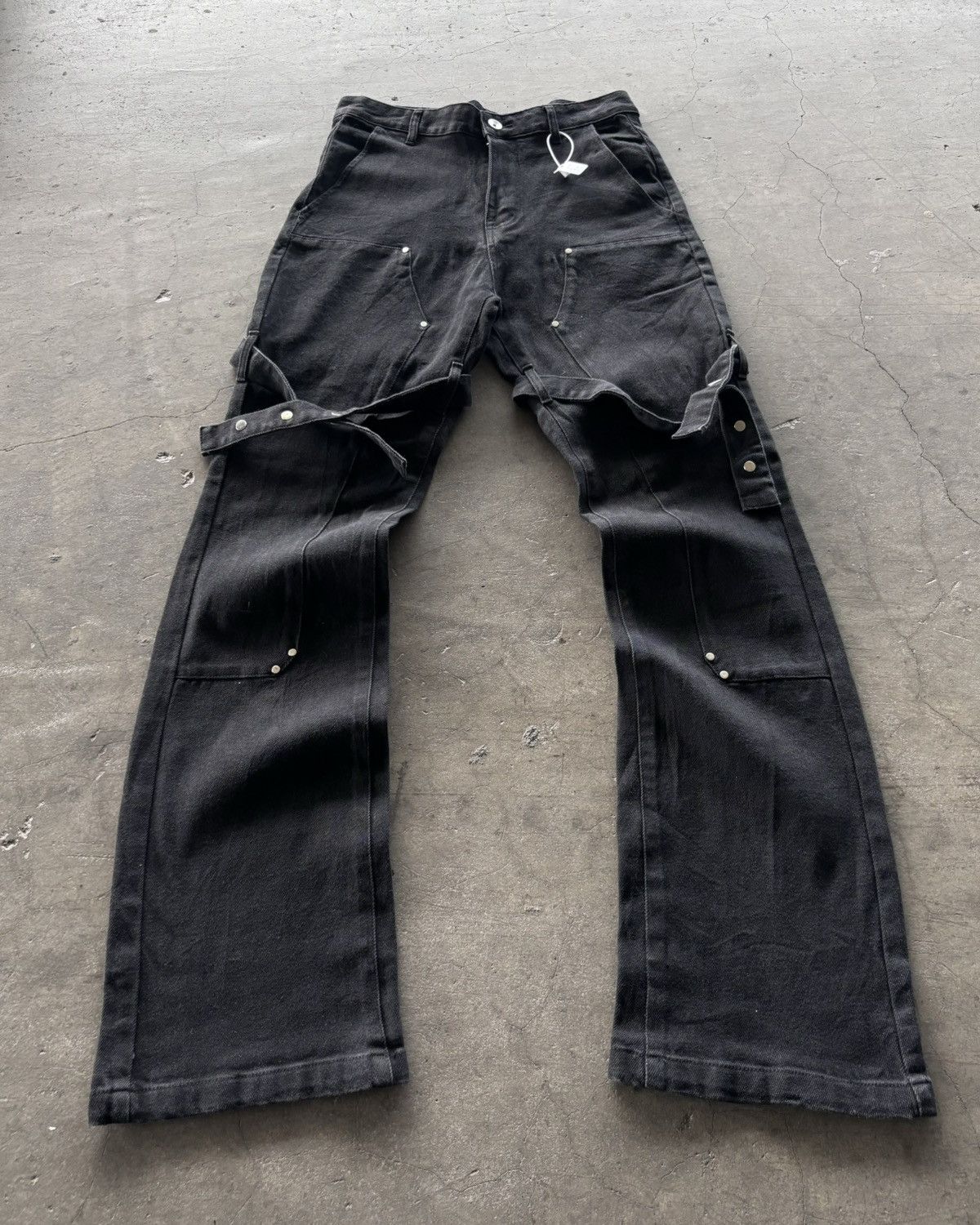 14th Addiction Paset Double Knee Super Black Boot Cut Pants Size US 30 / EU 46 - 1 Thumbnail