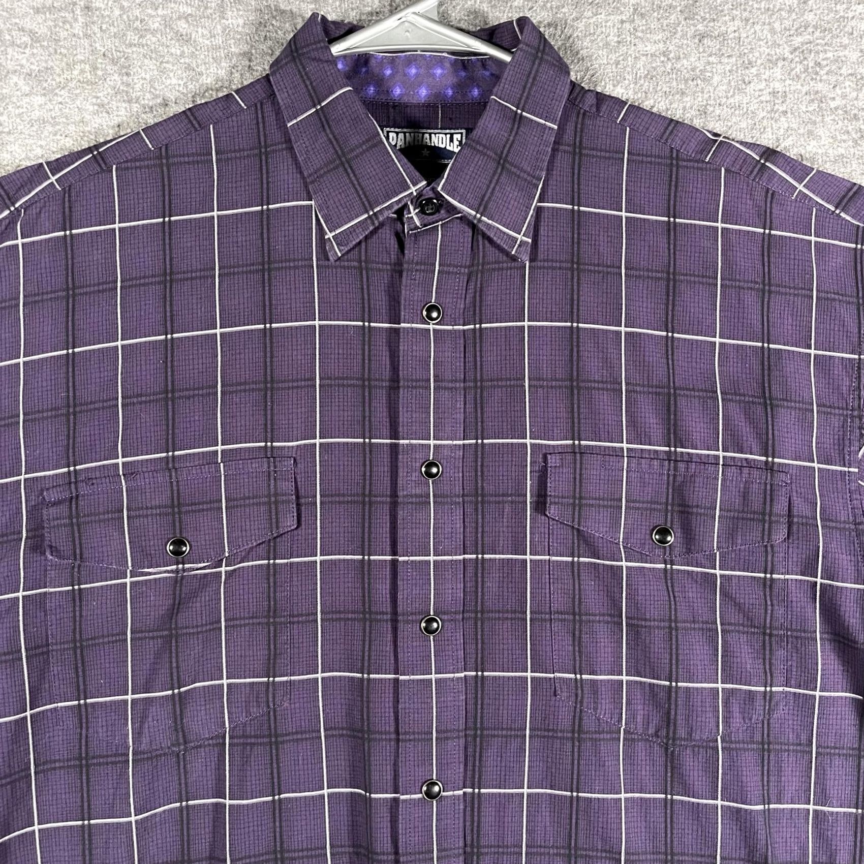 Vintage Panhandle Slim Shirt Mens Medium Purple Plaid Snap Button Long Sleeve Western Size US M / EU 48-50 / 2 - 2 Thumbnail