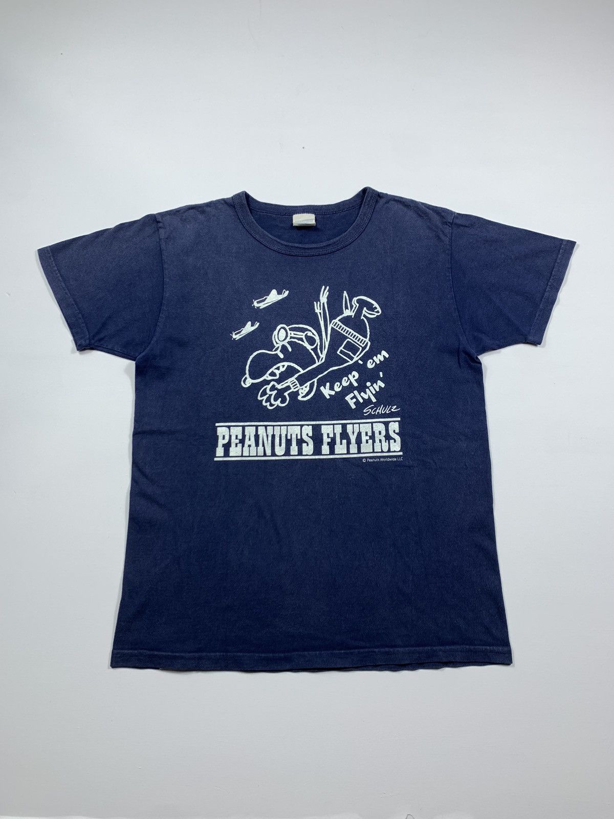 image of Vintage Buzz Ricksons X Peanuts Tshirt in Navy, Men's (Size Medium)