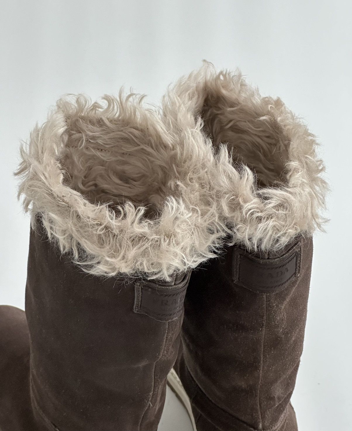 Prada *sz40* PRADA Fur Shearling Suede Boots runway leather brown Size US 10 / IT 40 - 10 Thumbnail