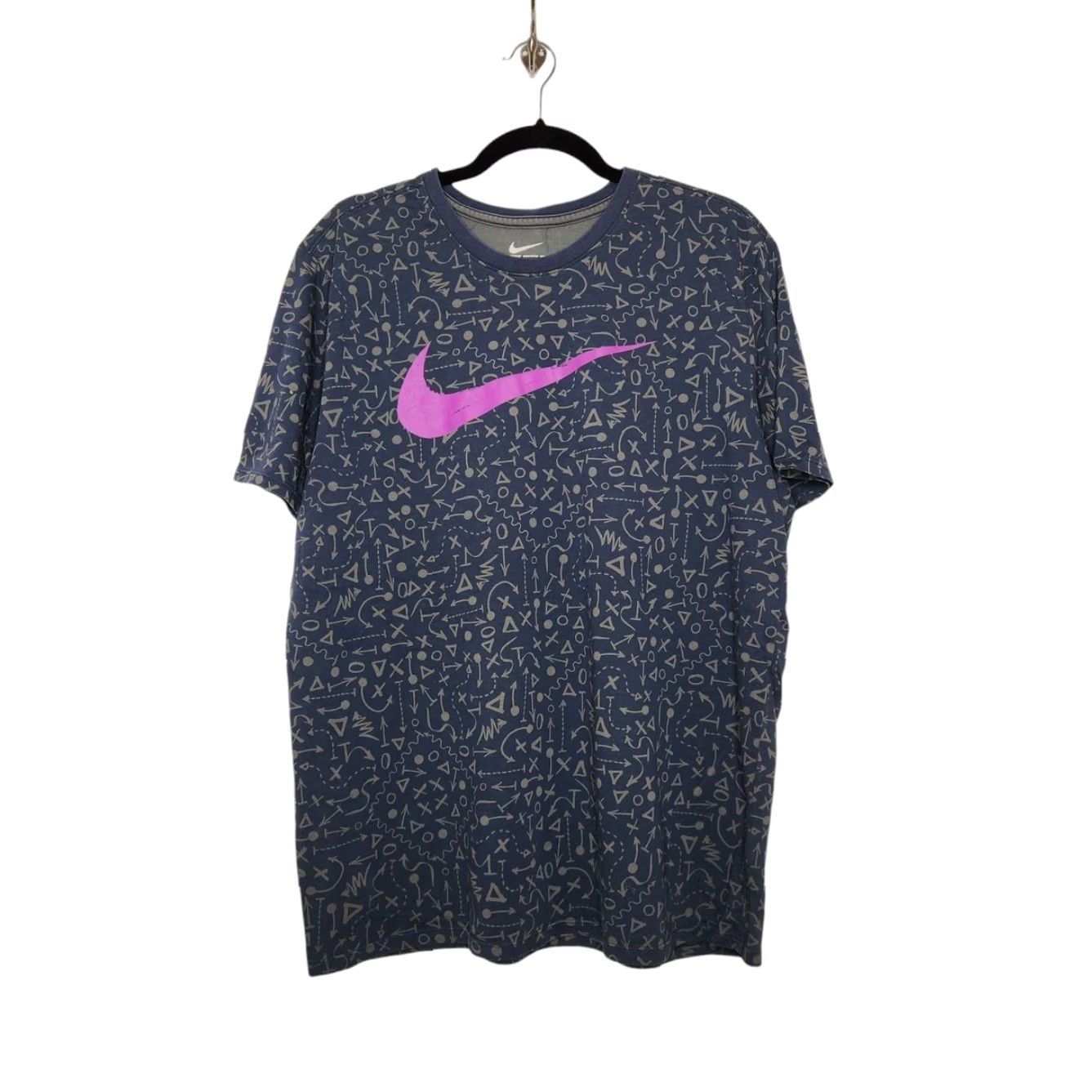 Nike VINTAGE Nike Swoosh All Over Graphic XL Dri-Fit Art Blue Shirt Size US XL / EU 56 / 4 - 2 Thumbnail
