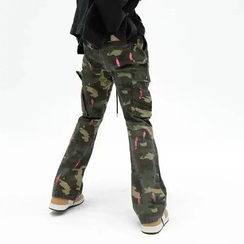 Individualized Shirts Camouflage Baggy Cargo Flare Pants Size US 32 / EU 48 - 2 Thumbnail