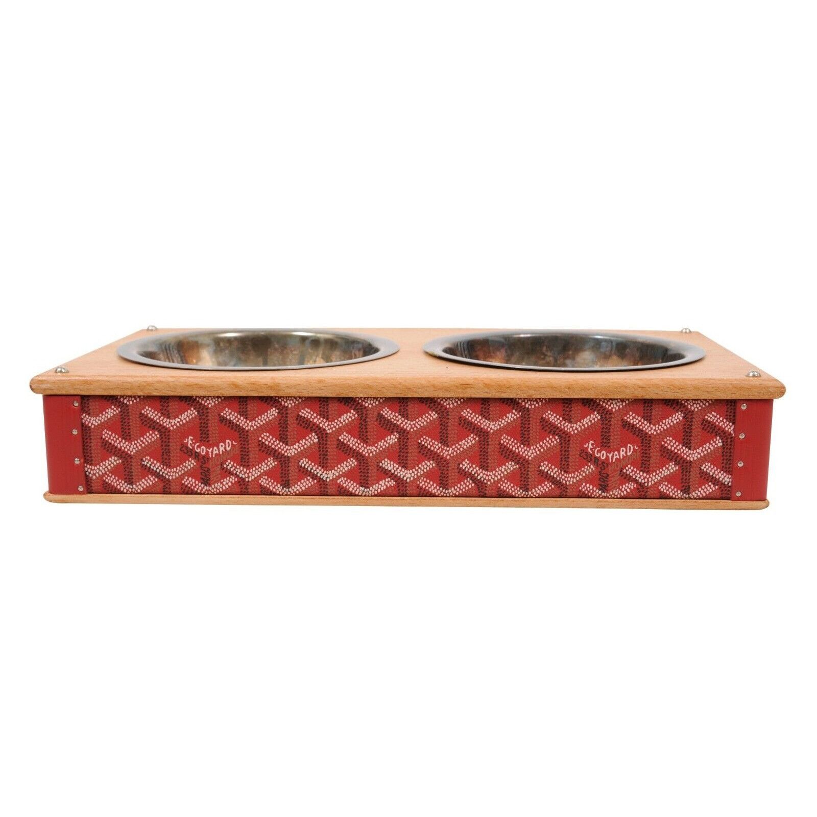 Goyard Red Edmond Double Dog Cat Bowl Hard Sided Trunk Size ONE SIZE - 5 Thumbnail