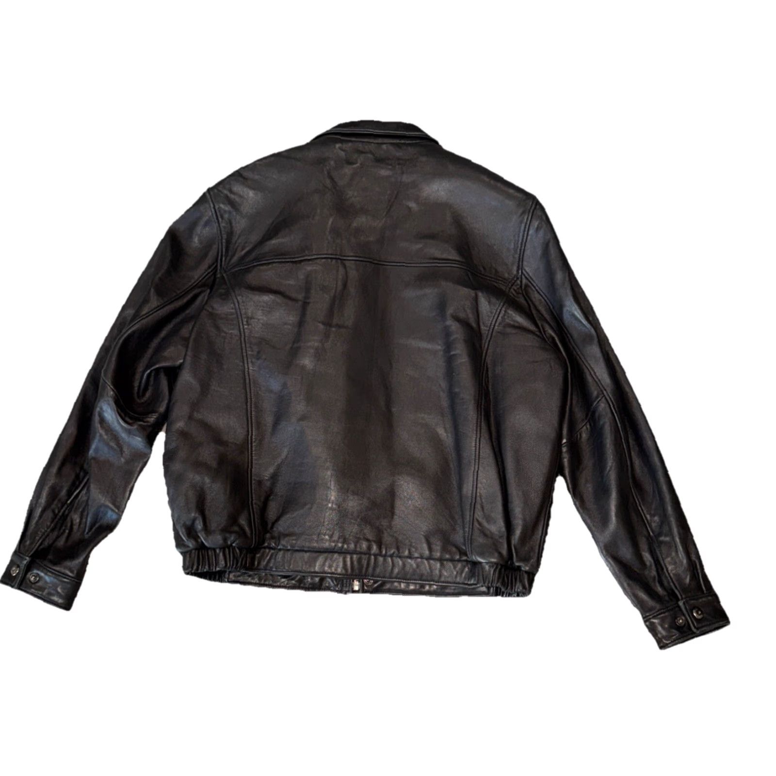 Vintage VINTAGE Couture by J Park Leather Jacket Coat Black Bomber 100% Lambskin Lined Removable Vest Zip Snap Mens Large Casual 90s Vintage Size US L / EU 52-54 / 3 - 2 Thumbnail