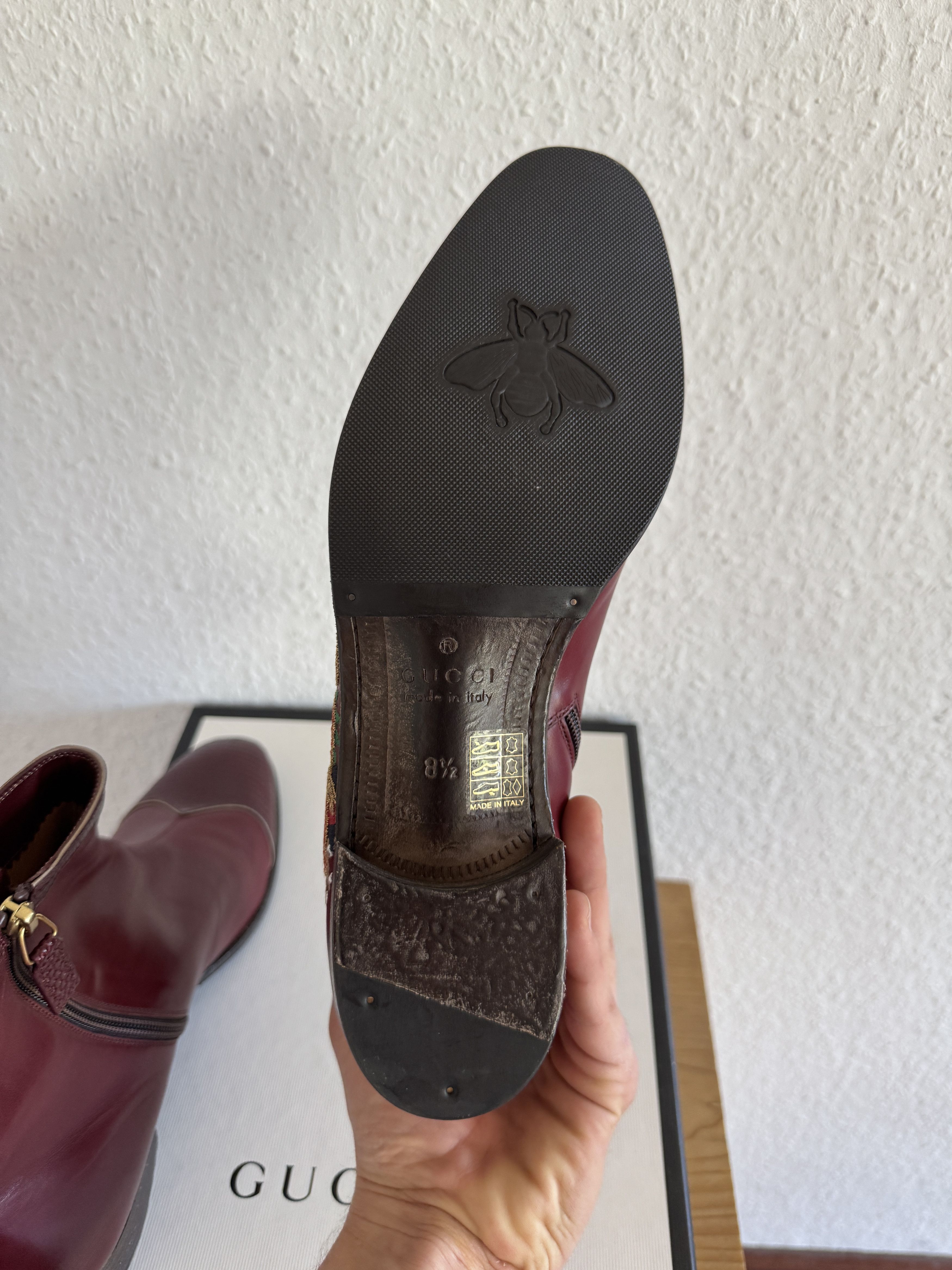 Gucci Red Leather Dragon Embroidery Boots Size US 8.5 / EU 41-42 - 14 Thumbnail