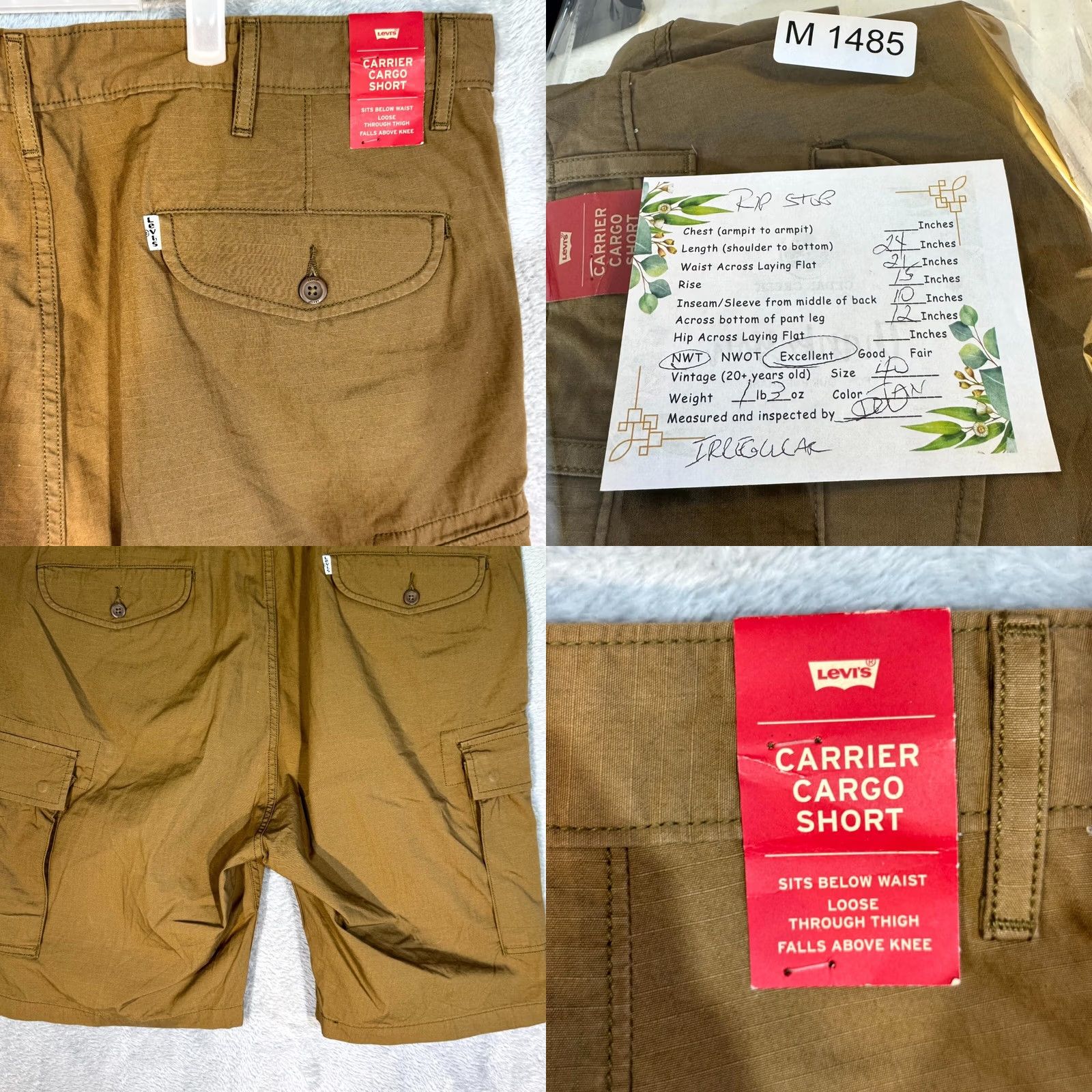 Levi's Levi’s Cargo Shorts Mens 40 Tan Loose Fit Mid Rise Flat Front Casual Shorts Size US 40 / EU 56 - 8 Thumbnail