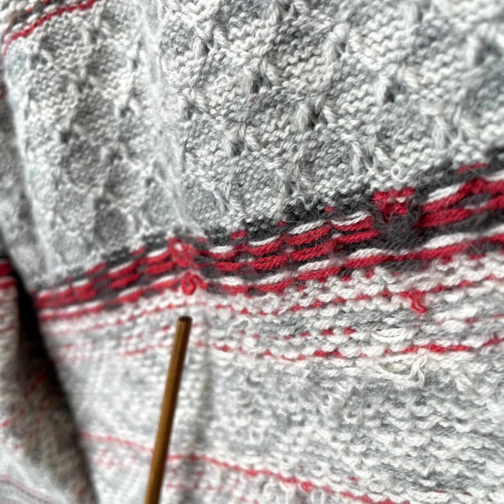 Vintage Sessun Sweater Womens XS Gray Striped Fair Isle Knit Pullover Crew Neck Long Sleeve Casual Winter Size XS / US 0-2 / IT 36-38 - 7 Thumbnail