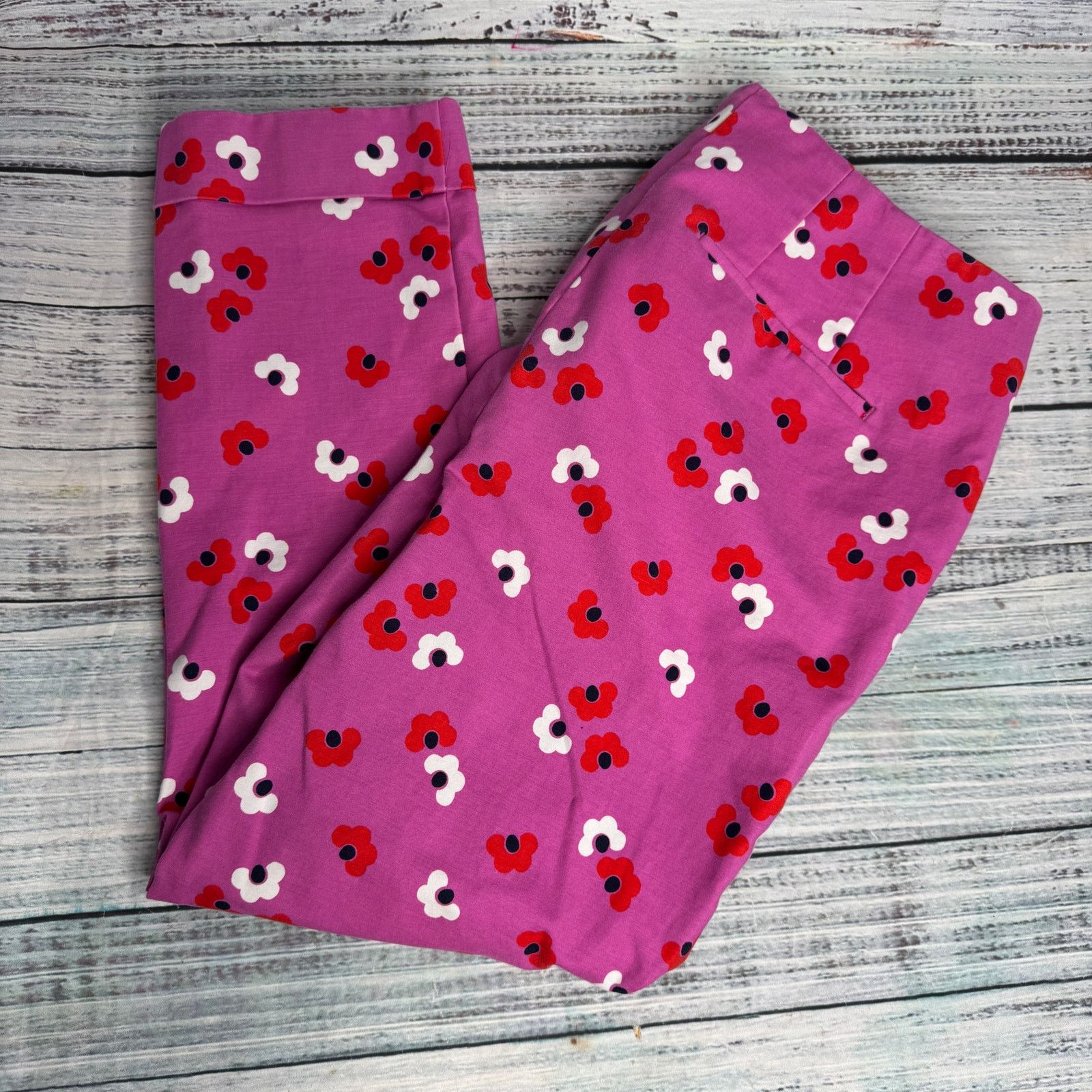 Boden BODEN Kensington Turn-Up Trousers Pink Floral Pants 8P Size 30" / US 8 / IT 44 - 4 Thumbnail