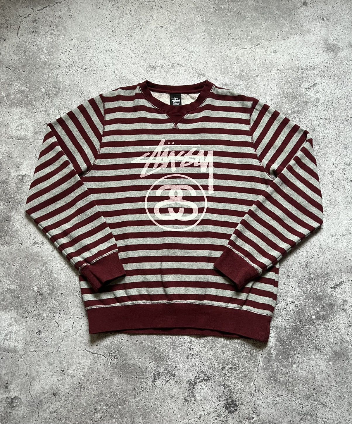 Stussy Striped Sweatshirt Big Logo Men's