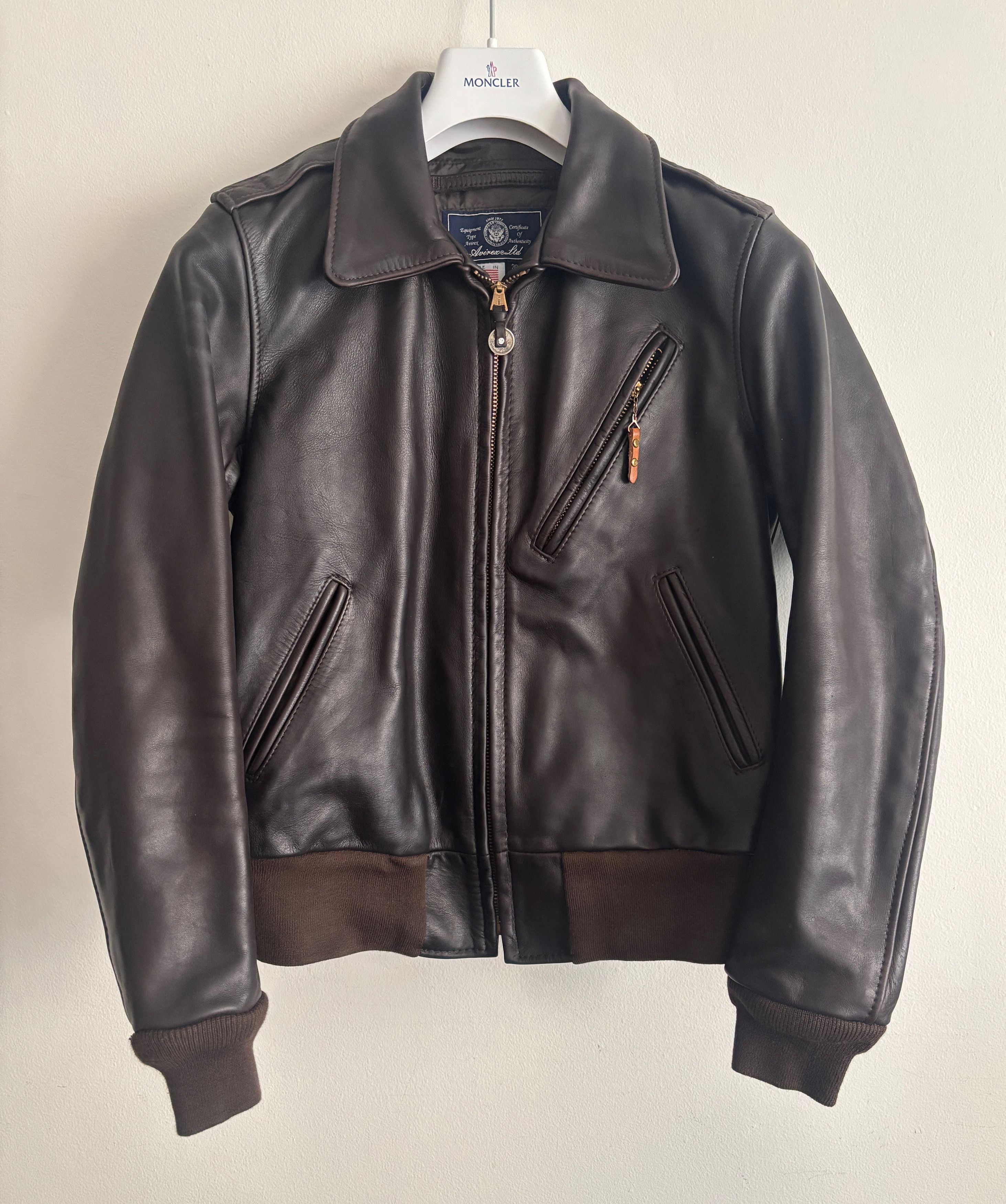 Avirex $1325 Brown Leather Aviator's Flight Bomber Jacket Size US S / EU 44-46 / 1 - 1 Thumbnail