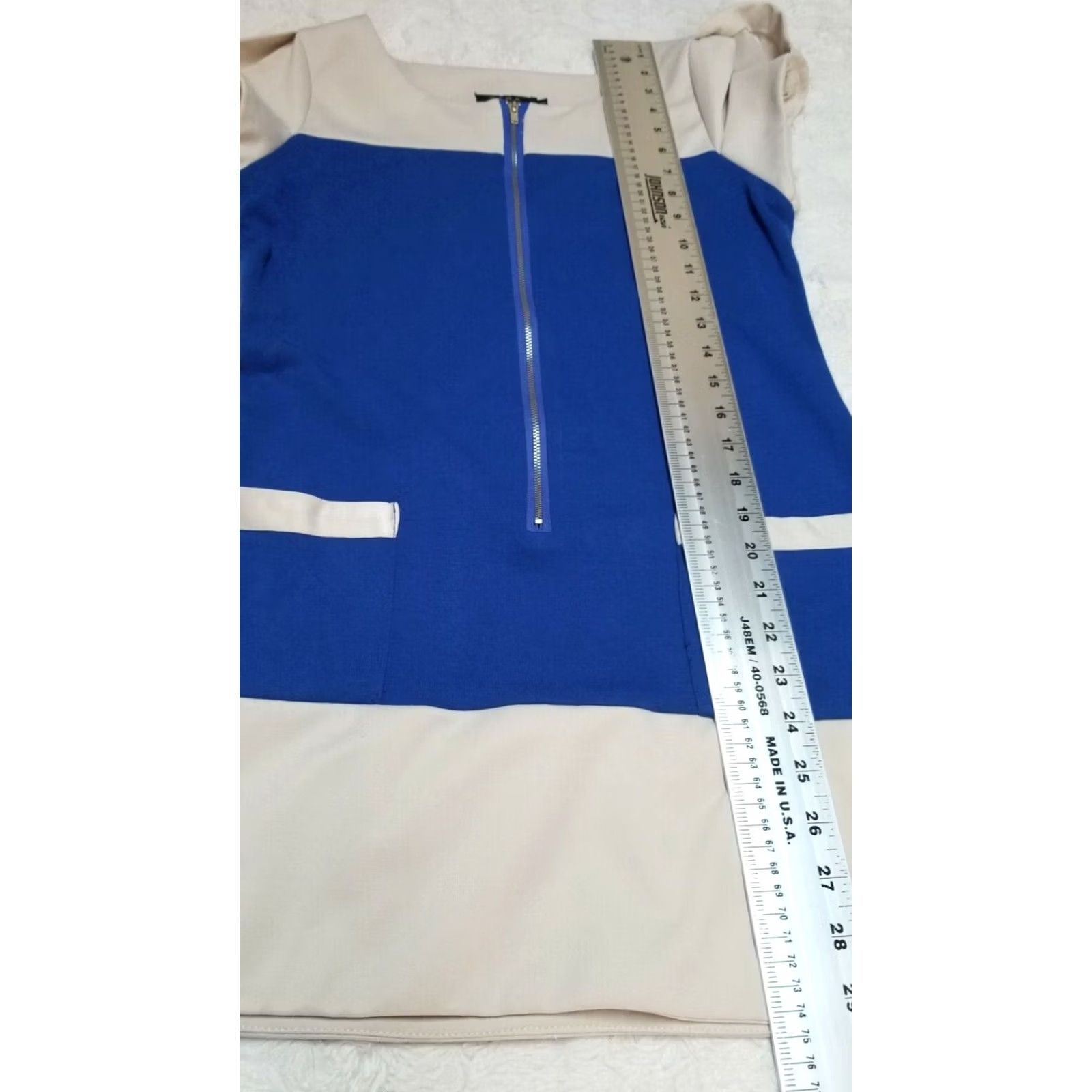 Zara Zara Womens Zip Up Colorblock Cuffed Short Sleeve Tunic Top Medium Blue Casual Size M / US 6-8 / IT 42-44 - 5 Thumbnail