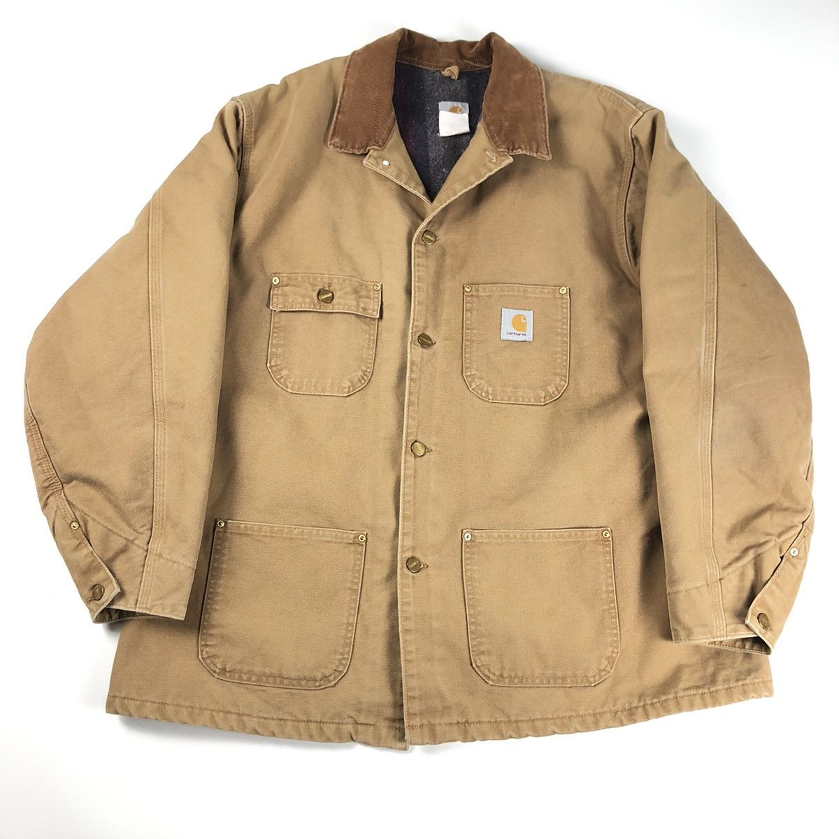 Image of Vintage Carhartt 90's Blanket Lined Chore Jacket in Brown, Men's (Size XL)