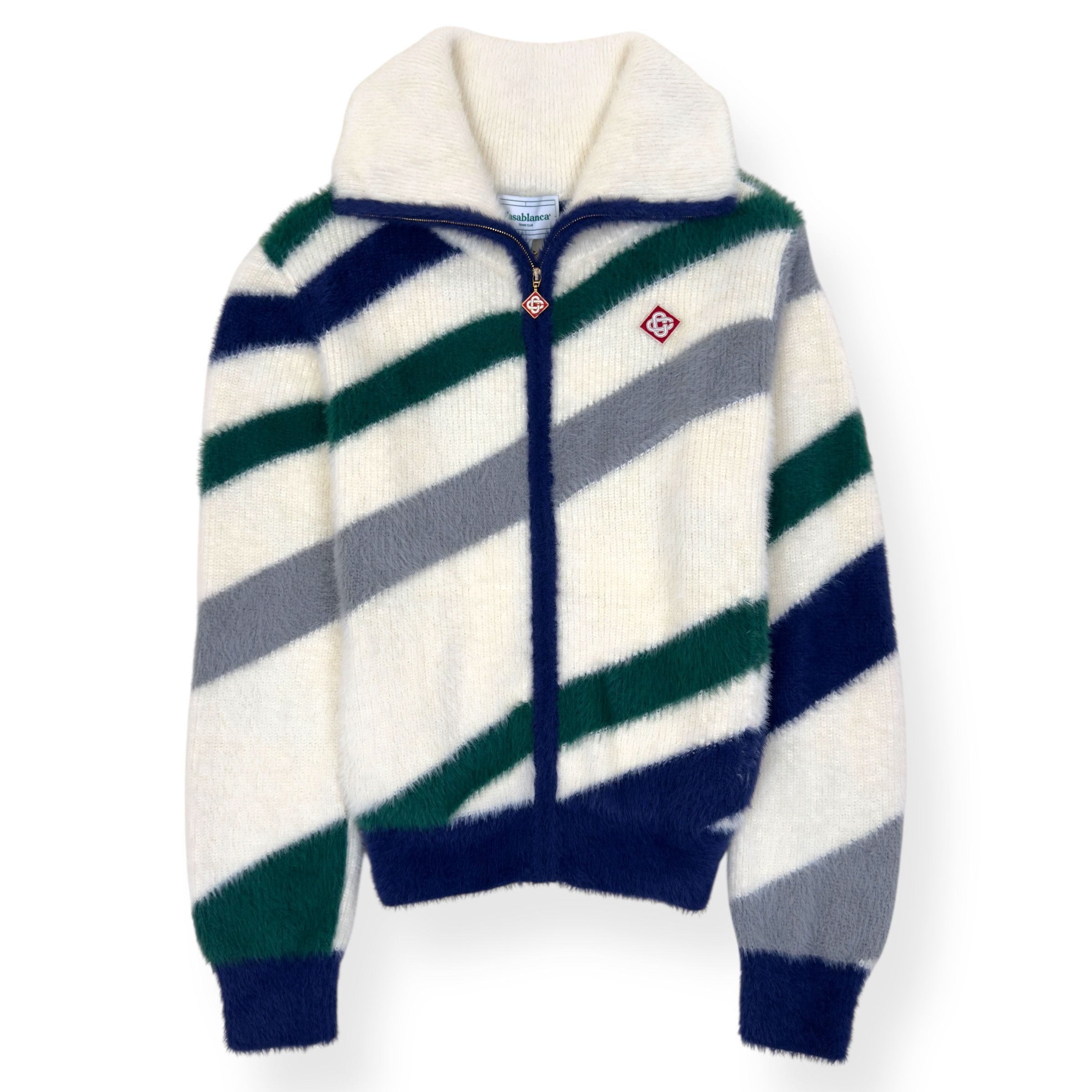 Casablanca CASABLANCA FURRY STRIPED ZIP-UP JUMPER WHITE M Size US M / EU 48-50 / 2 - 1 Thumbnail