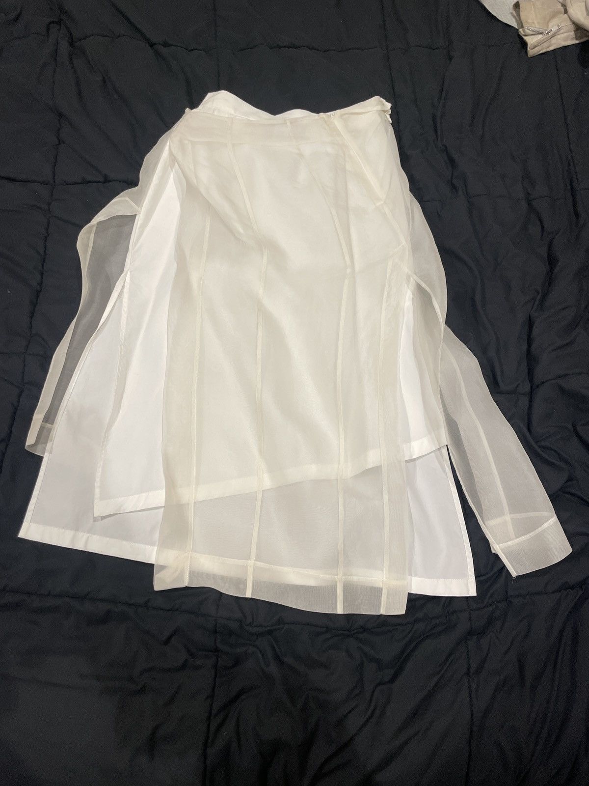 Japanese Brand double fable skirt with white sheer fabric overlayed Size 23" - 1 Thumbnail