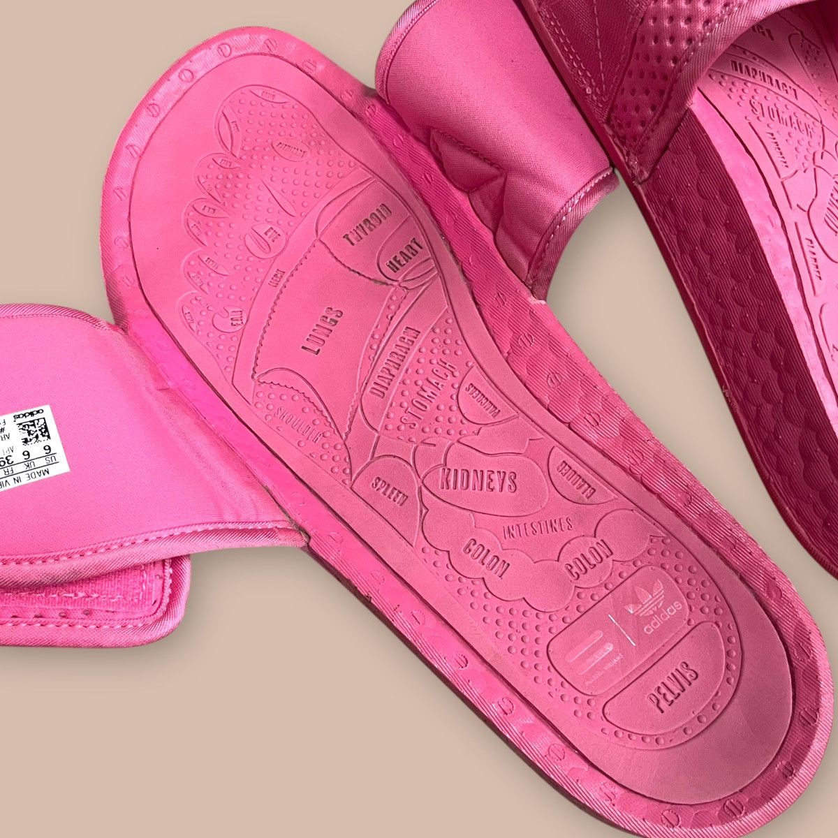 Adidas × Pharrell Adidas Pharrell Williams Pink Chancletas HU Slides Size US 6 / EU 39 - 11 Thumbnail