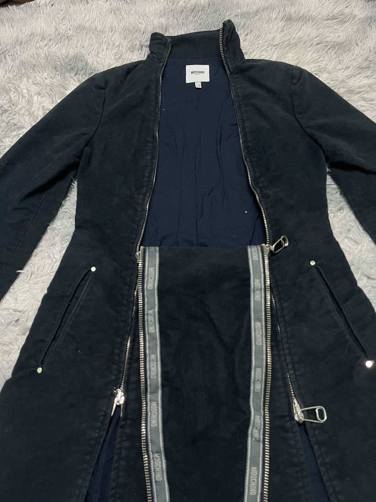 RARE MOSCHINO JEANS MULTI ZIPPER LONG JACKET
