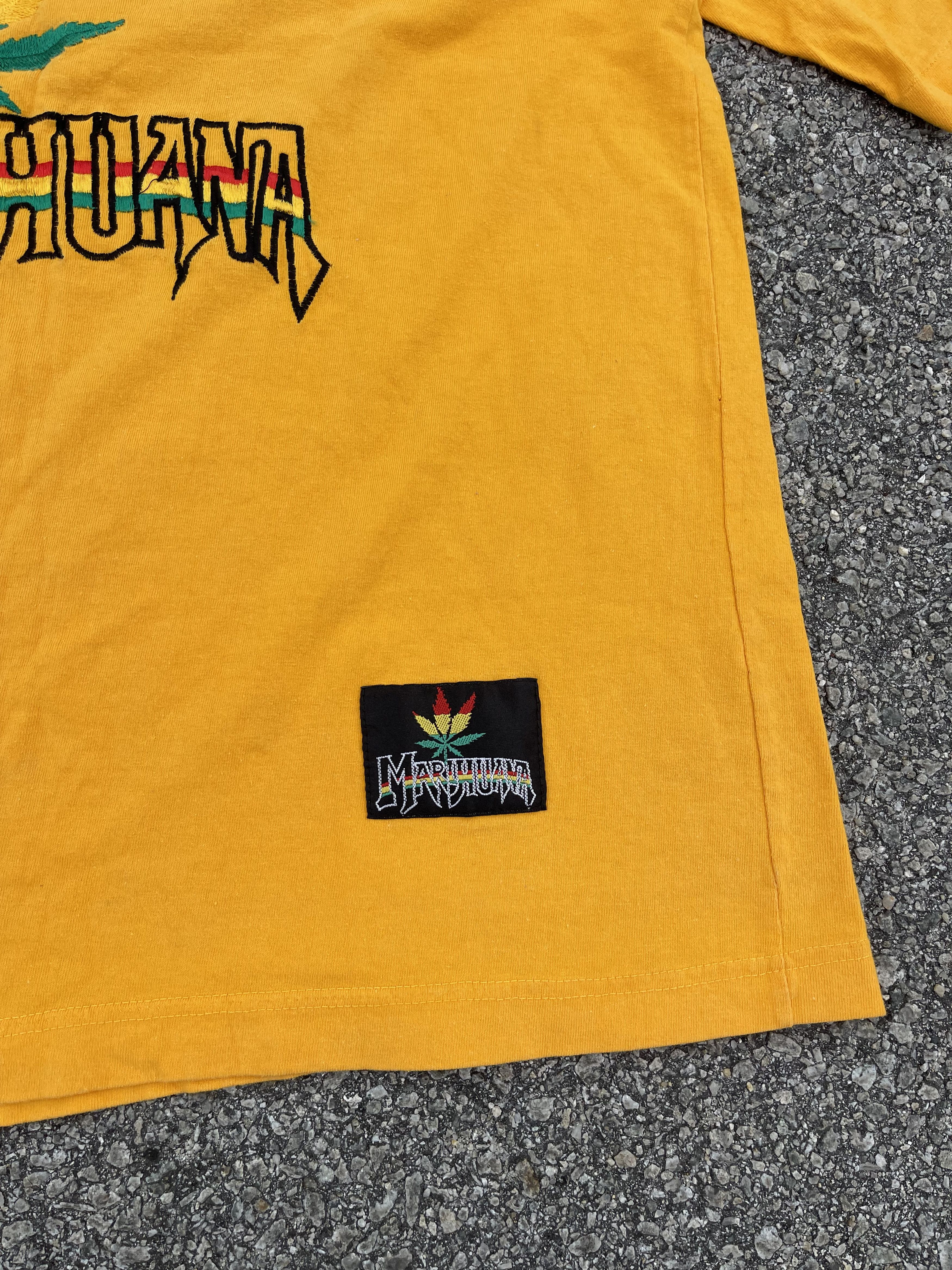 If Six Was Nine × Le Grande Bleu (L.G.B.) × Vintage Vintage 90s Marijuana / Cannabis Embroidery Yellow Size US XXL / EU 58 / 5 - 5 Thumbnail