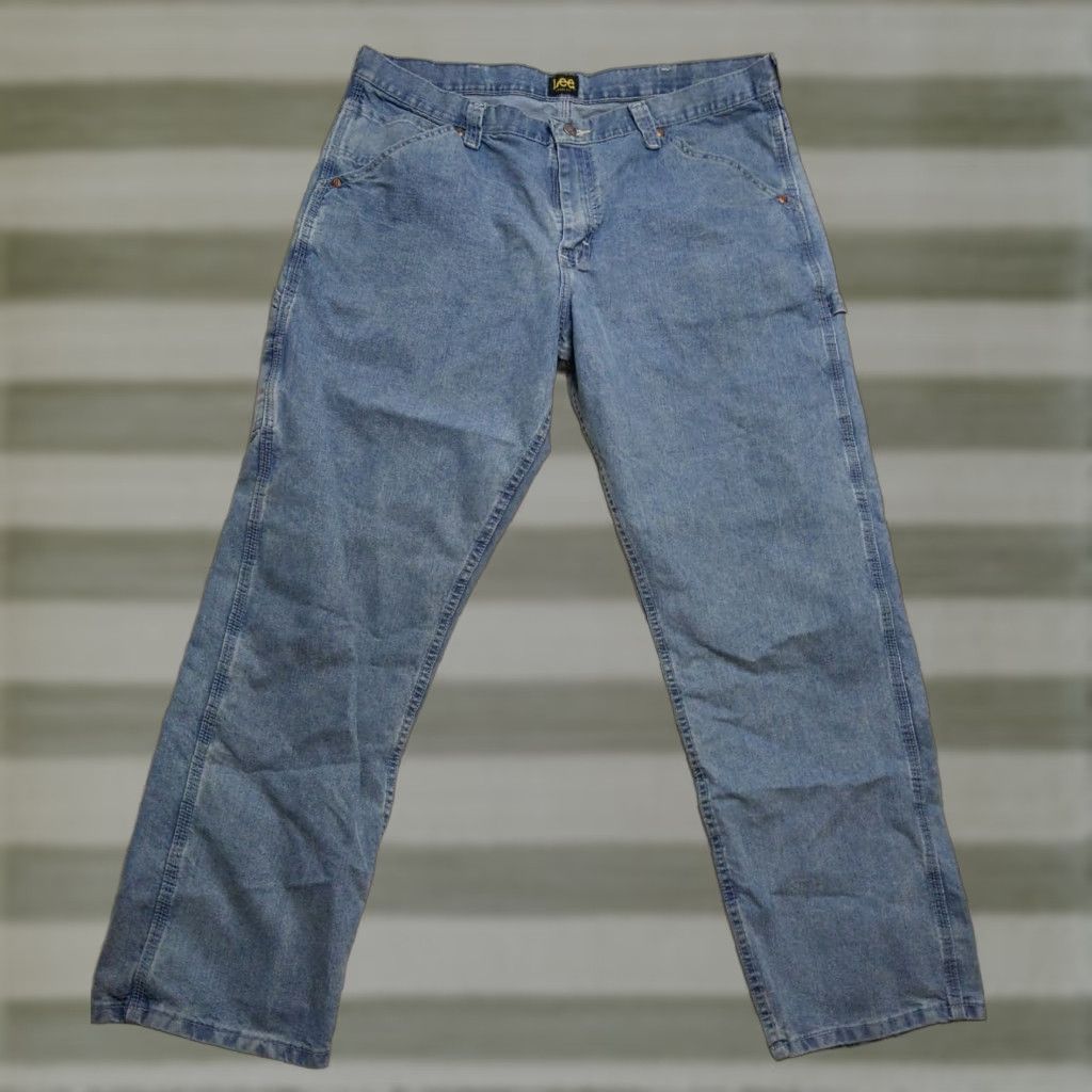 Lee Lee Jeans Mens 38x32 Blue Loose Fit Workwear Distressed Vintage Mexico Jeans Straight 90s Grunge USA Mens Size US 38 / EU 54 - 1 Thumbnail