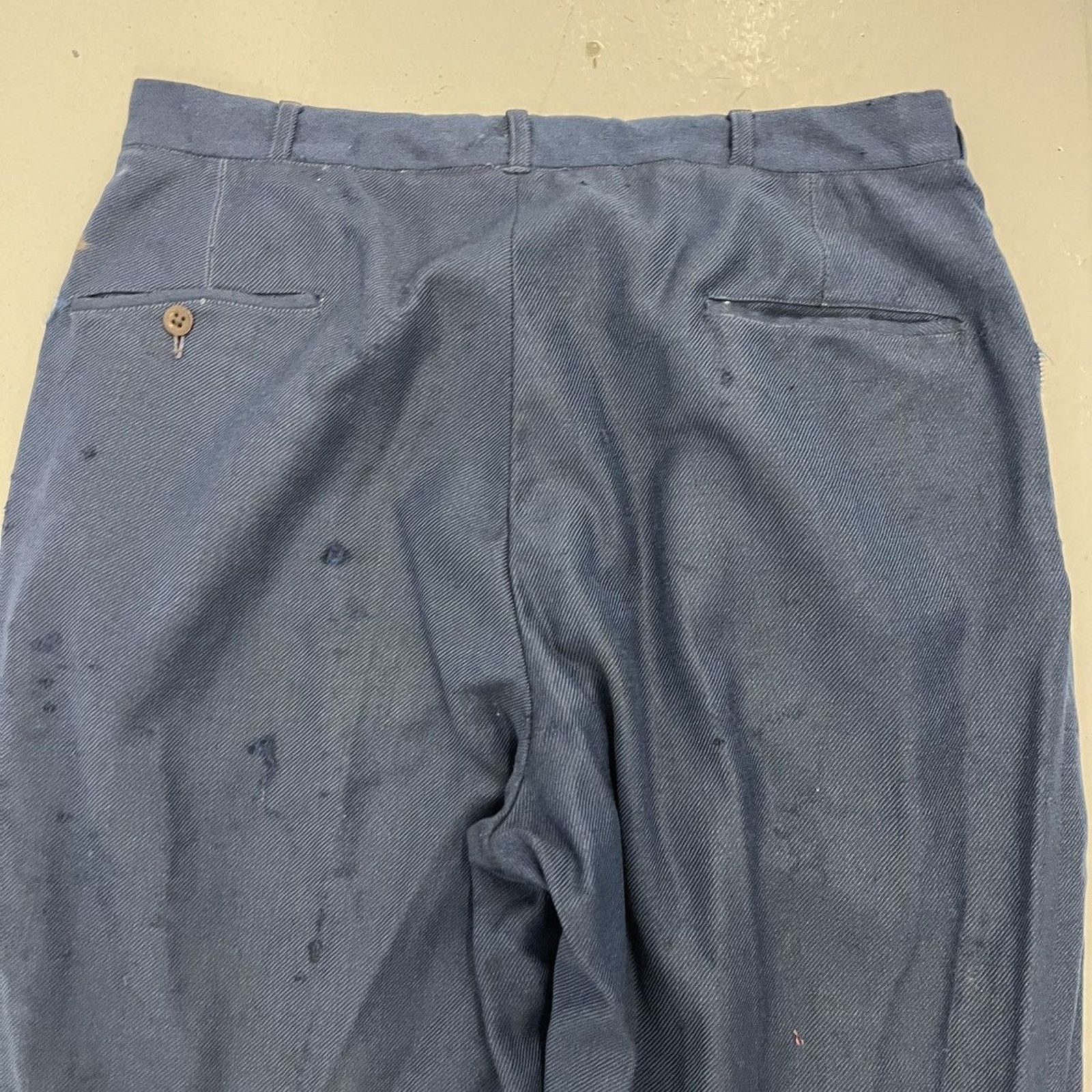 Other Vintage 40s Blue Wool Wide Leg Distressed Trousers 31x29 Size US 31 - 5 Thumbnail