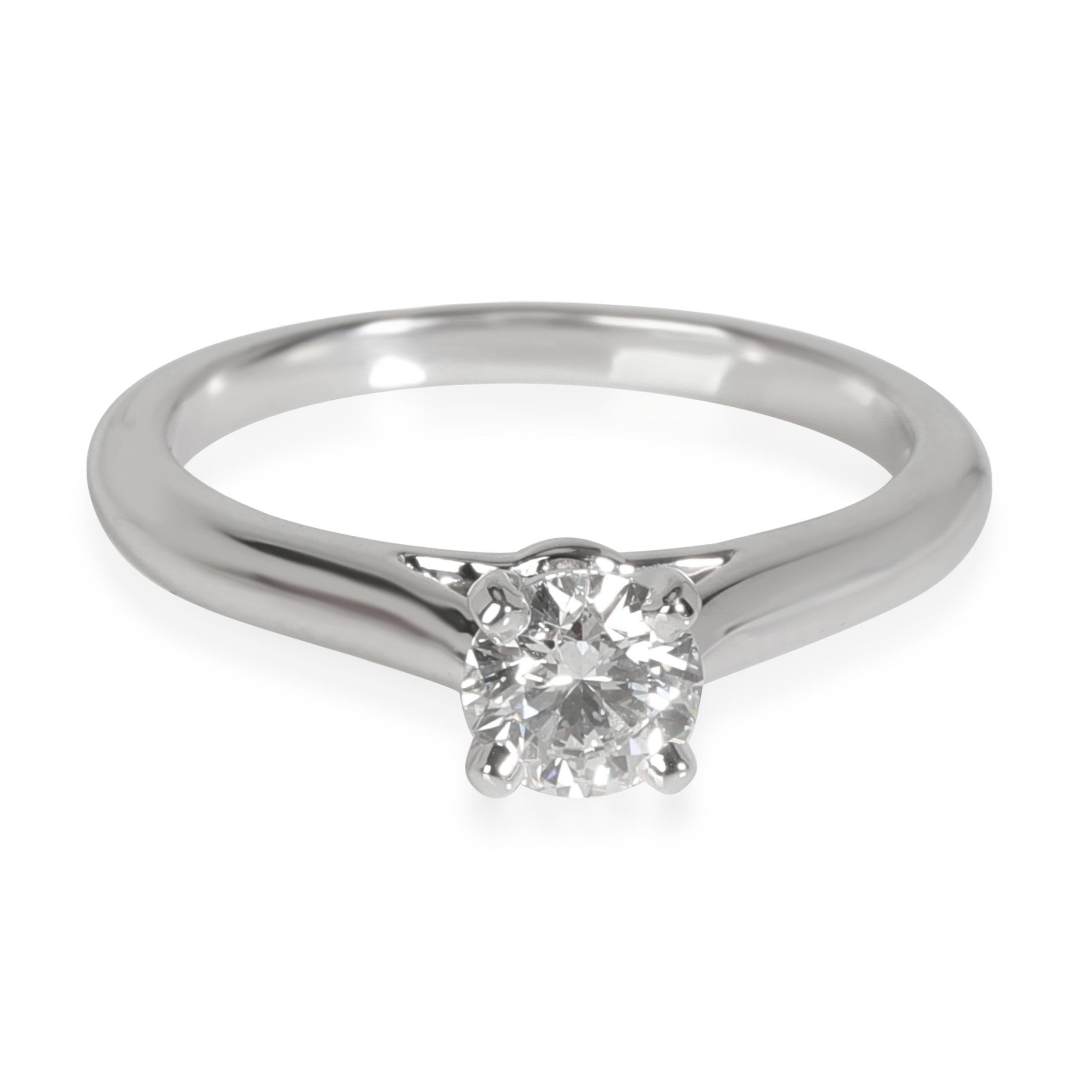image of Cartier 1895 Diamond Engagement Ring In Platinum F Vvs1 0.42 Ctw in Silver, Women's