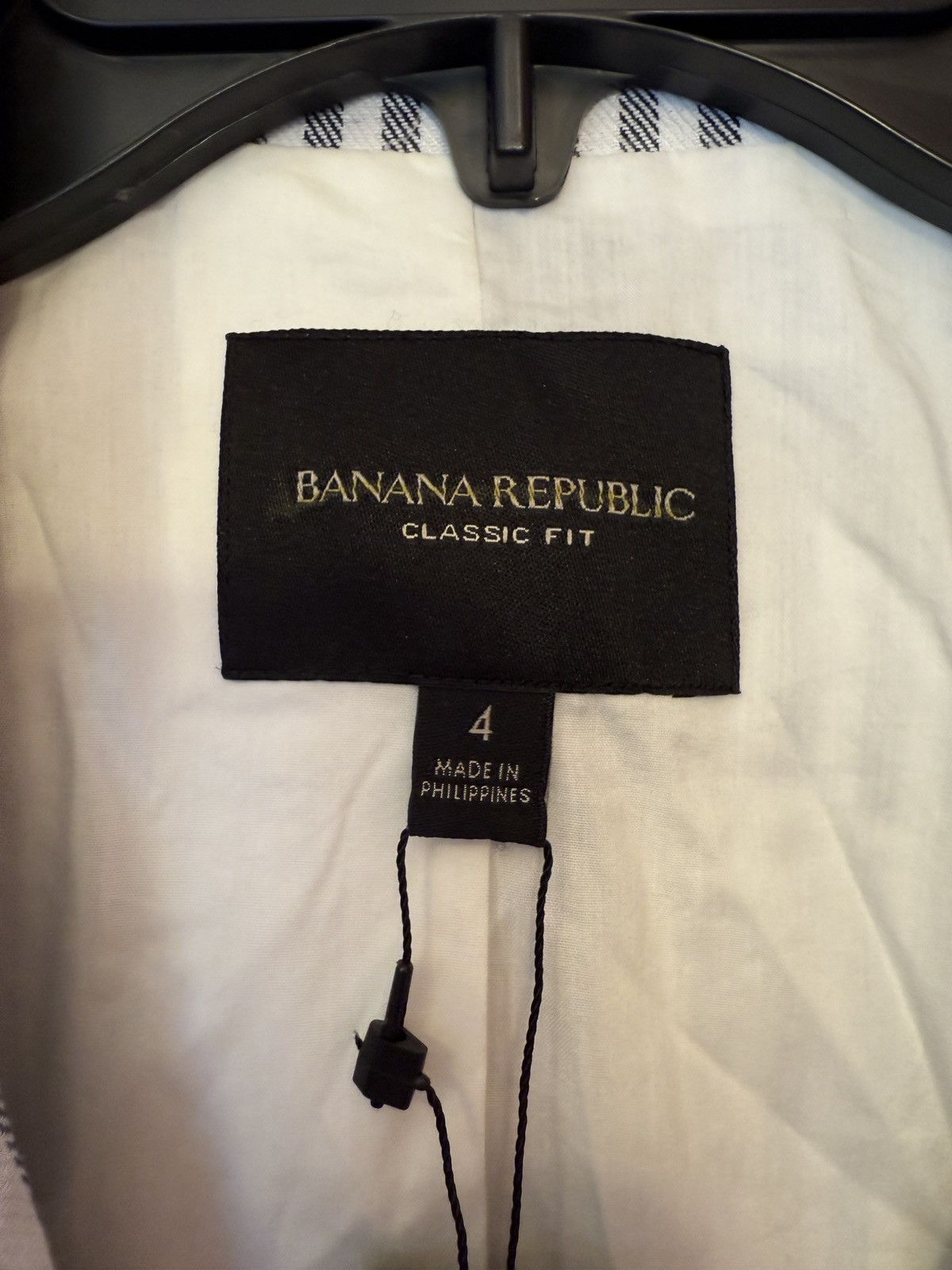 Banana Republic Banana Republic Navy White Pinstripe Linen Cotton Blazer Size S / US 4 / IT 40 - 2 Thumbnail