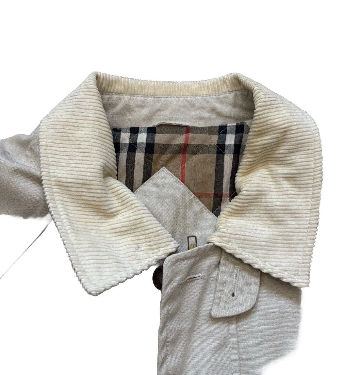 Burberry × Vintage Vintage Burberry Men’s Tan Coat With Corduroy Collar Size US XL / EU 56 / 4 - 9 Thumbnail