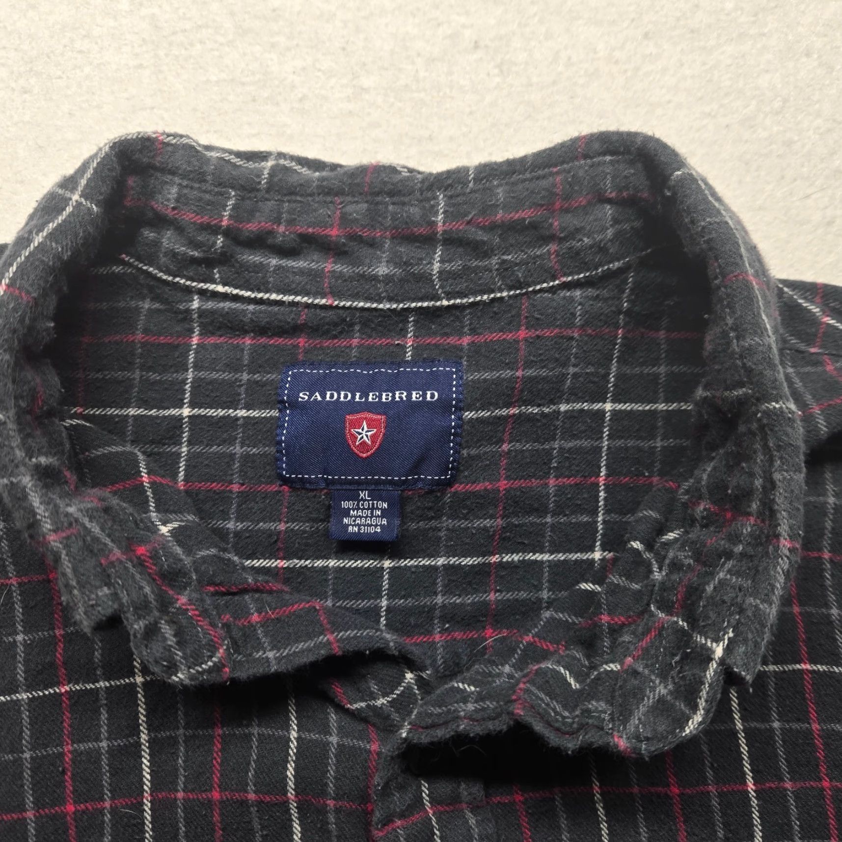Vintage Saddlebred Shirt Black Plaid Button-Up Adult XL Mens Casual Classic Flannel Cotton Cotton Shirt Size US XL / EU 56 / 4 - 2 Thumbnail