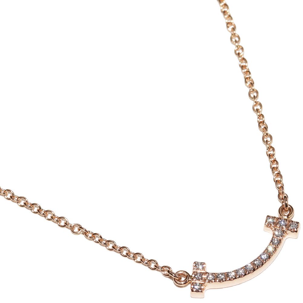 Tiffany & Co. Tiffany & Co Tiffany & Co K18PG Diamond T Smile Pendant Necklace Metal Necklace 2400947 in Great Condition Size ONE SIZE - 1 Thumbnail