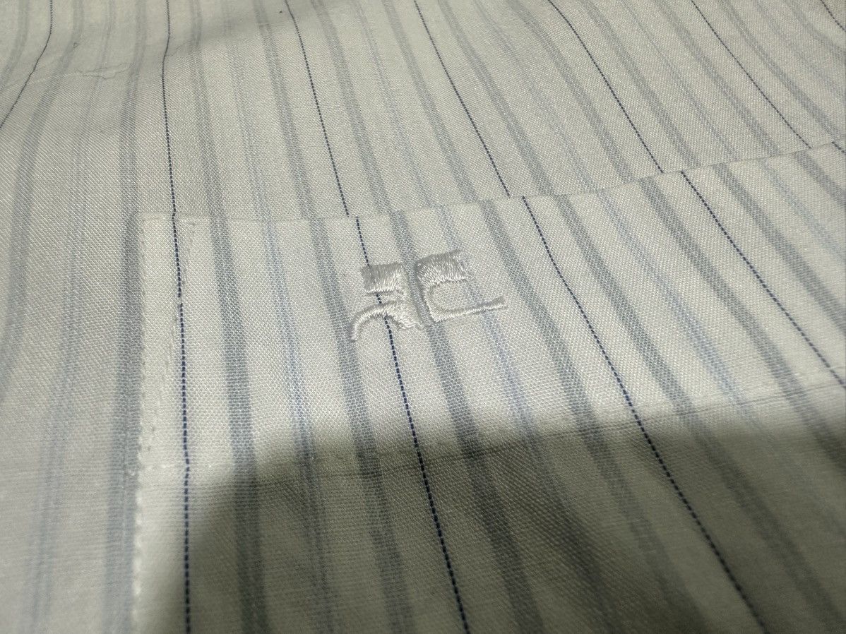 Courreges 🔥Vintage Courreges Homme Striped Shirt Ss Embroidered Logo Size US XL / EU 56 / 4 - 4 Thumbnail
