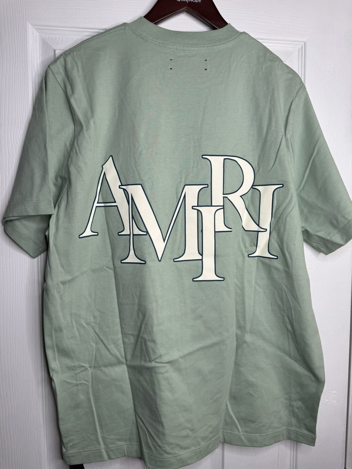 Amiri Amiri staggered logo tee green Size US L / EU 52-54 / 3 - 2 Thumbnail
