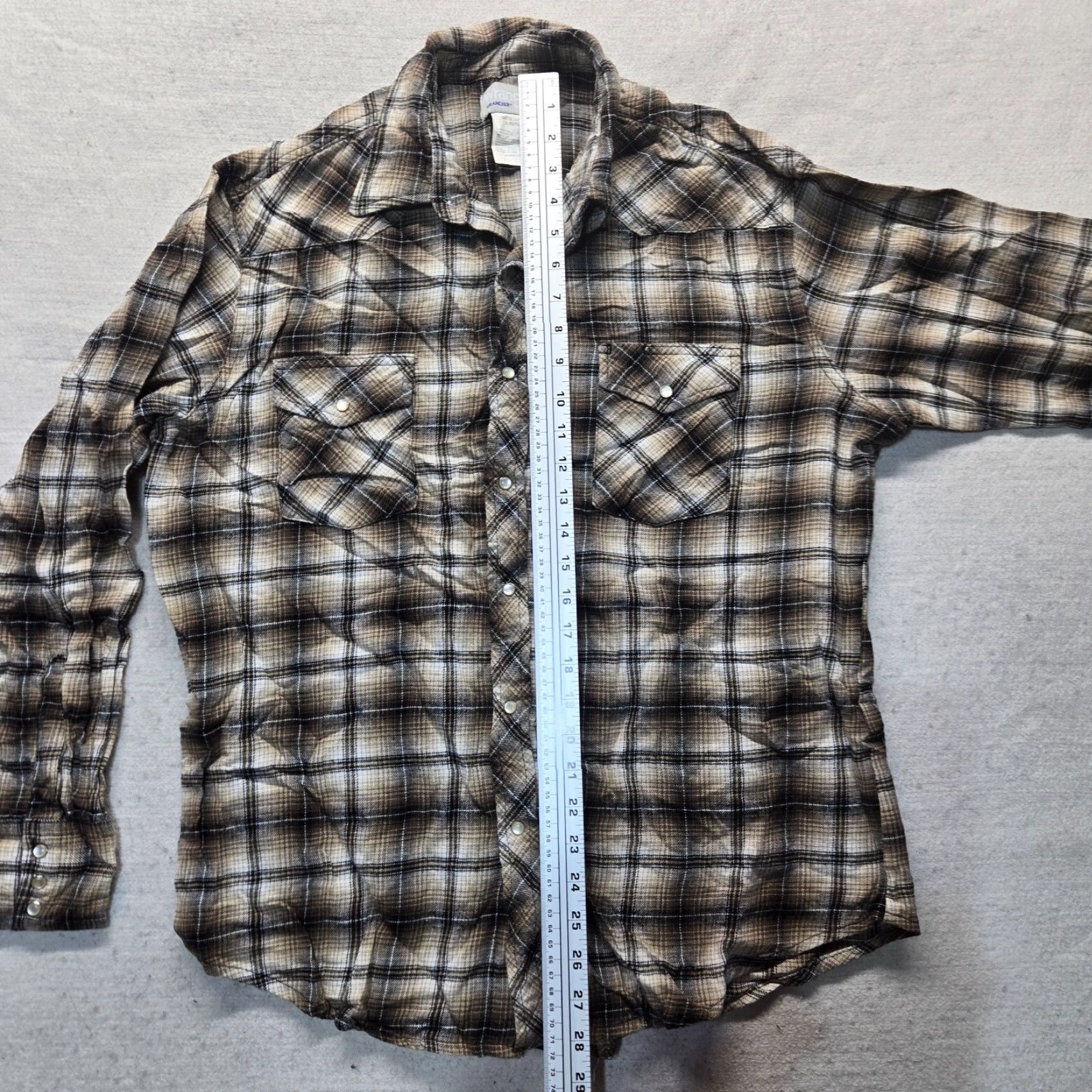 Wrangler VINTAGE Wrangler Wrancher Western Shirt Brown Plaid Pearl Snaps Adult Men's XL Size US XL / EU 56 / 4 - 6 Thumbnail