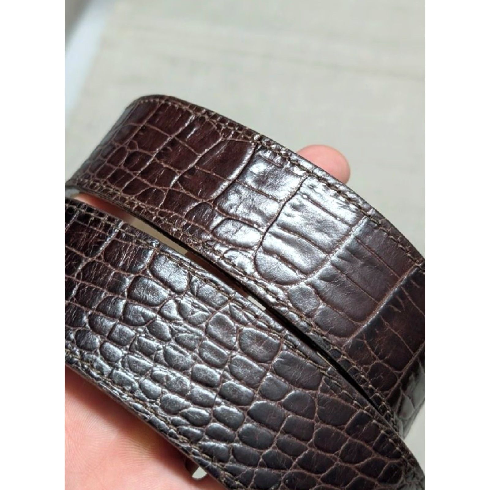 Brighton VINTAGE Brighton Belt 30 Alligator Embossed Leather USA Made Brown Leather Belt Women M Size ONE SIZE - 3 Thumbnail