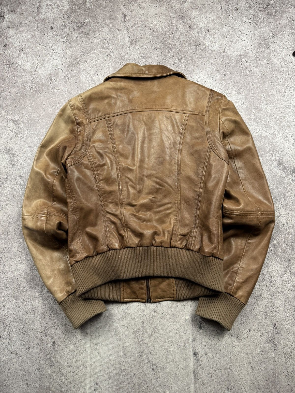 Genuine Leather Vintage 90s Faded Distressed Brown Leather Bomber Jacket Size US S / EU 44-46 / 1 - 8 Thumbnail