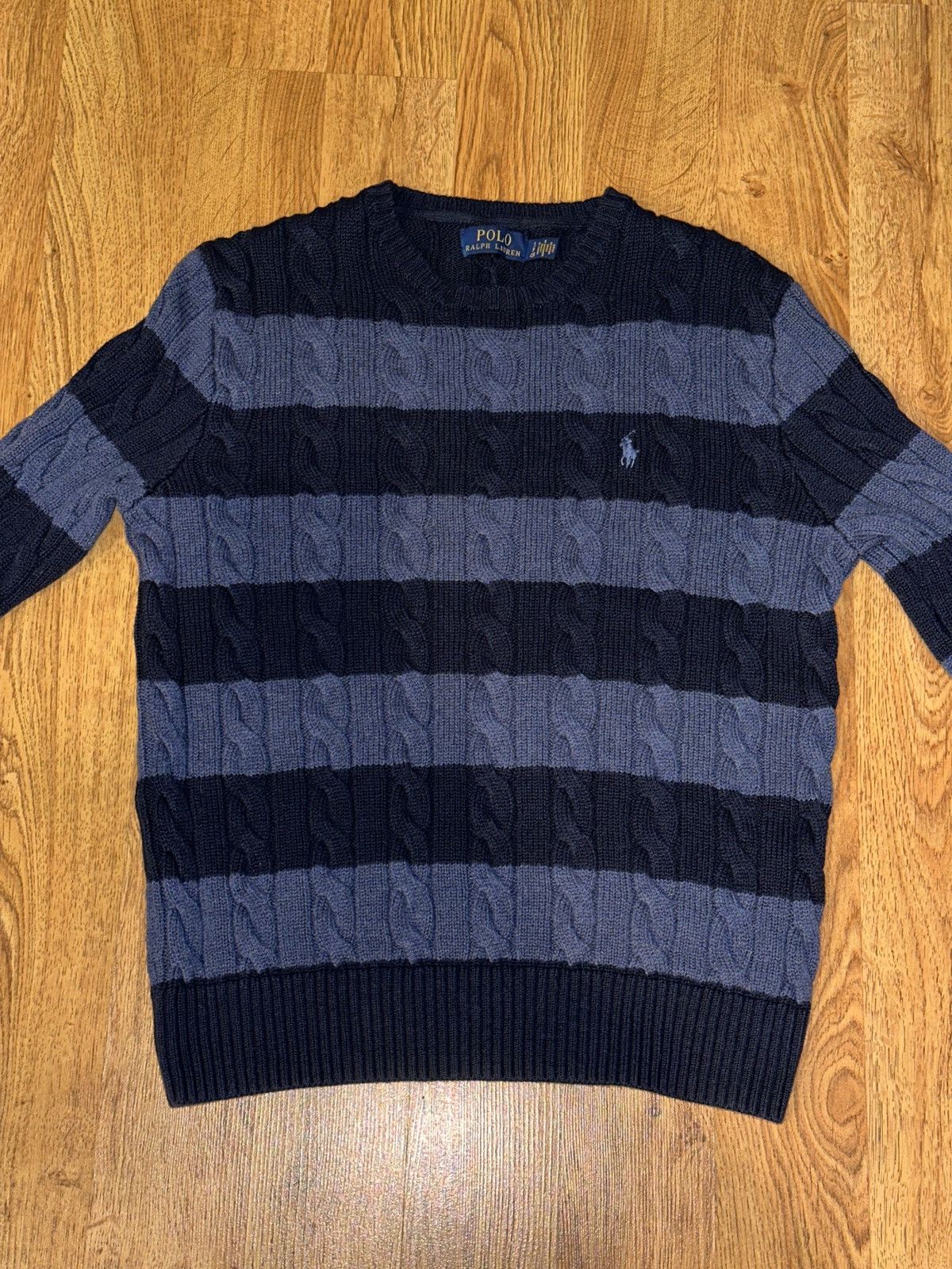 Polo Ralph Lauren RALPH LAUREN Classics Striped Cable Knit Wool Sweater FLAW Size US S / EU 44-46 / 1 - 2 Thumbnail