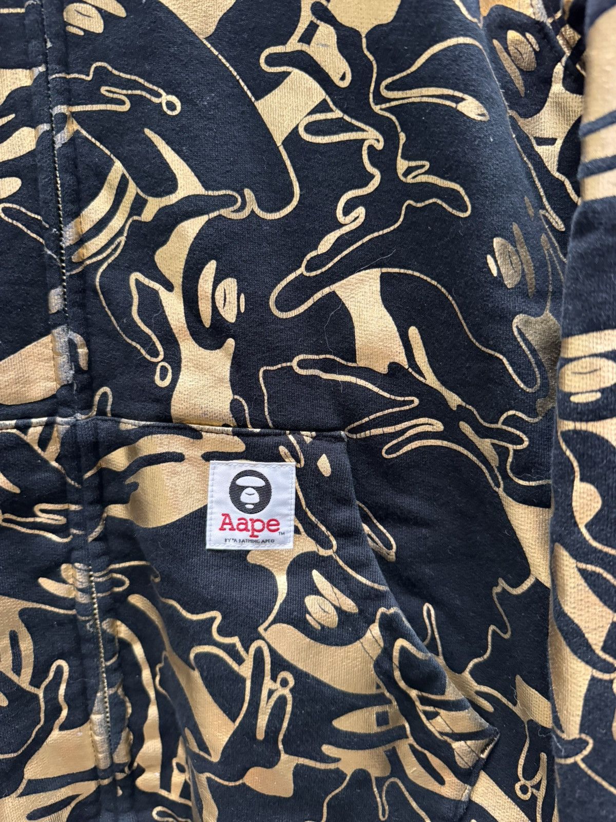 Men’s Casual AAPE Hoodie Black Gold
