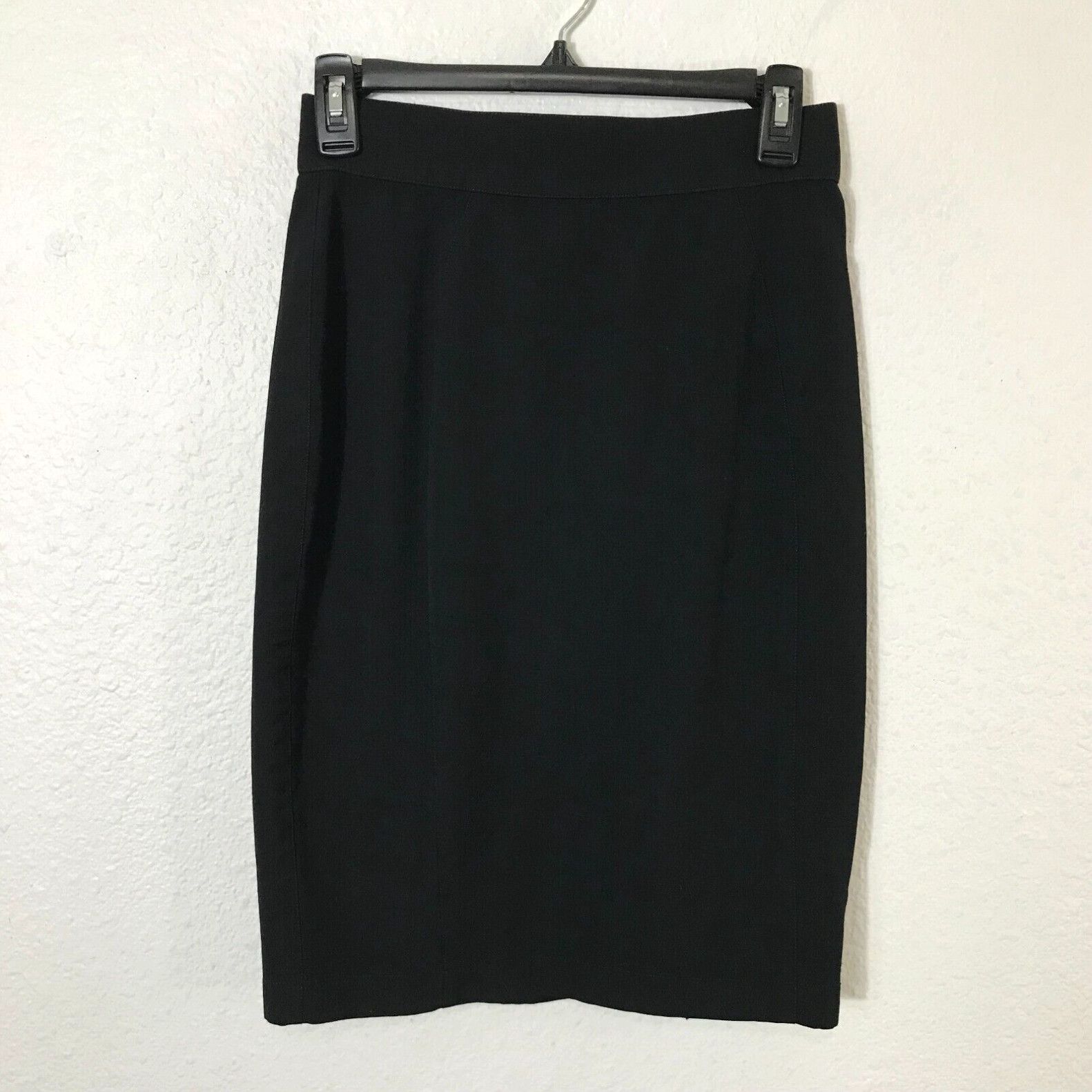 image of Thierry Mugler Pencil Skirt Womens Xs/s Black Wool Vintage Flaws in White (Size Small)
