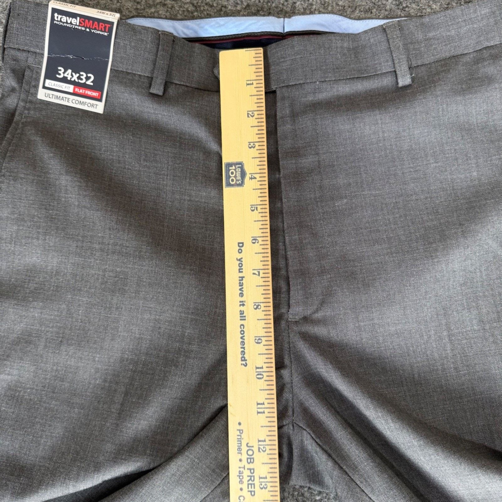 Roundtree & Yorke Roundtree & Yorke TravelSmart Mens 34x32 Gray Dress Pants Size US 34 / EU 50 - 7 Thumbnail