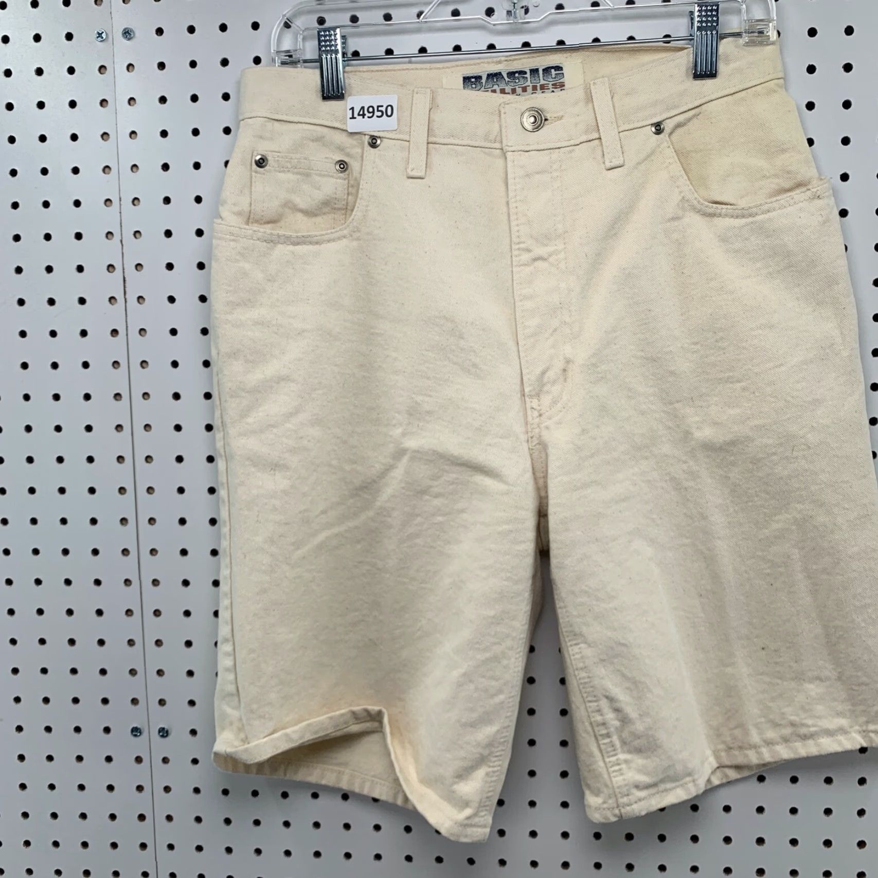 Denime VINTAGE Basic Utilities Denim Shorts Mens 32 Beige Inseam 11 30 in Waist Flat Front Pockets Regular Fit Summer Mens Beige Denim Shorts Size US 32 / EU 48 - 3 Thumbnail