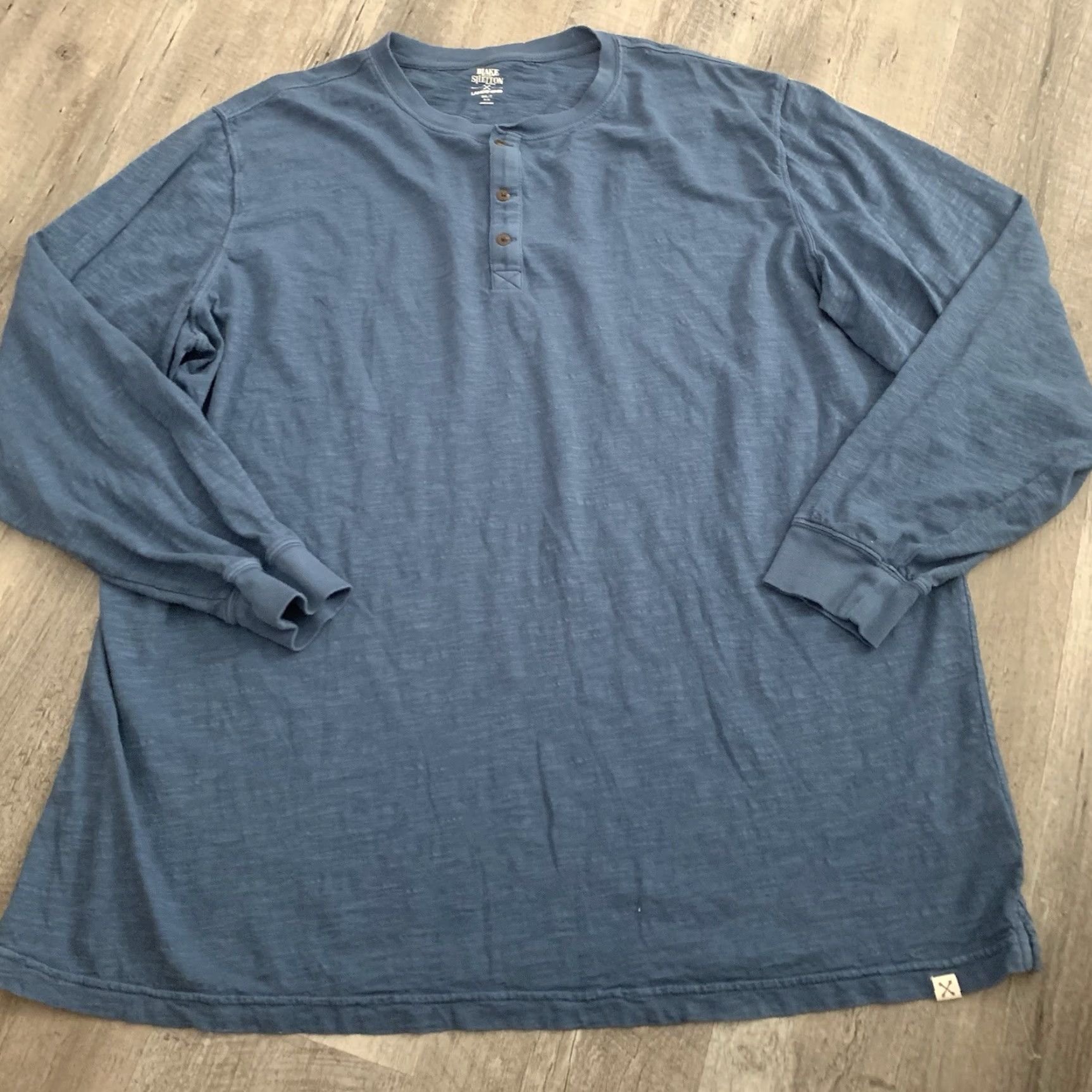 Lands' End Blake Shelton x Lands' End Henley T-Shirt Mens 3XLT Long Sleeve Slub 100% Cotton Blue Size US XXL / EU 58 / 5 - 3 Thumbnail