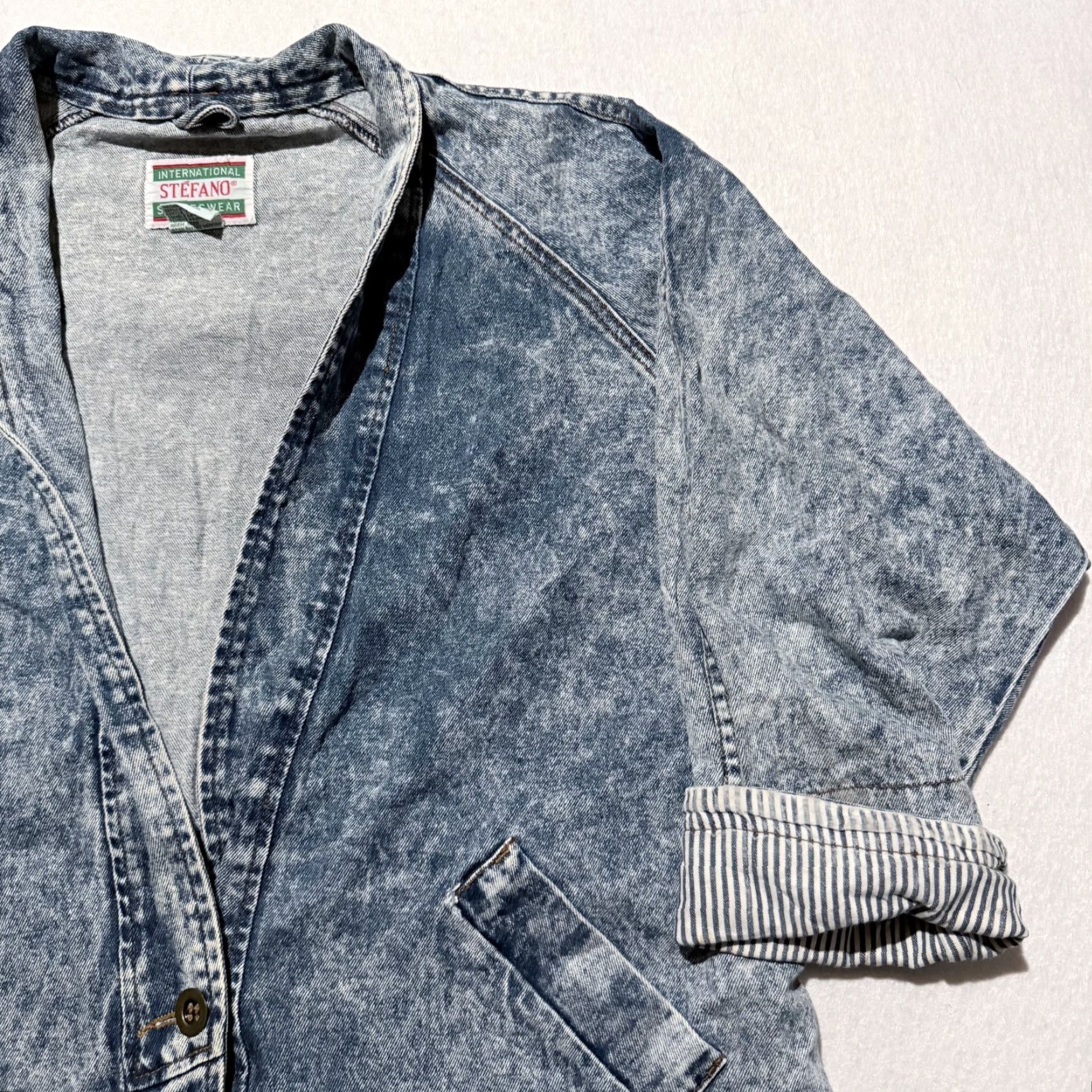 Vintage VINTAGE Stefano Jacket Women Blue Acid Wash Denim Oversized Streetwear 20W Styling - 80s City Classic Mens Womens Girls Size 3XL / US 20-22 - 4 Thumbnail