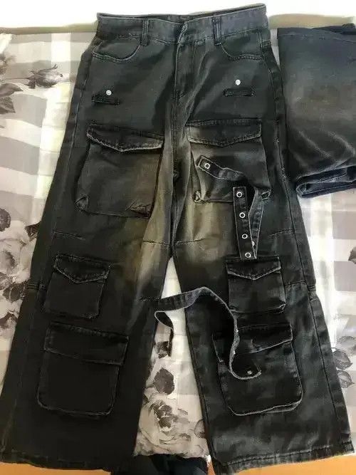 Japanese Brand Loose Wide Leg Jeans with Multiple Pockets Size US 32 / EU 48 - 3 Thumbnail