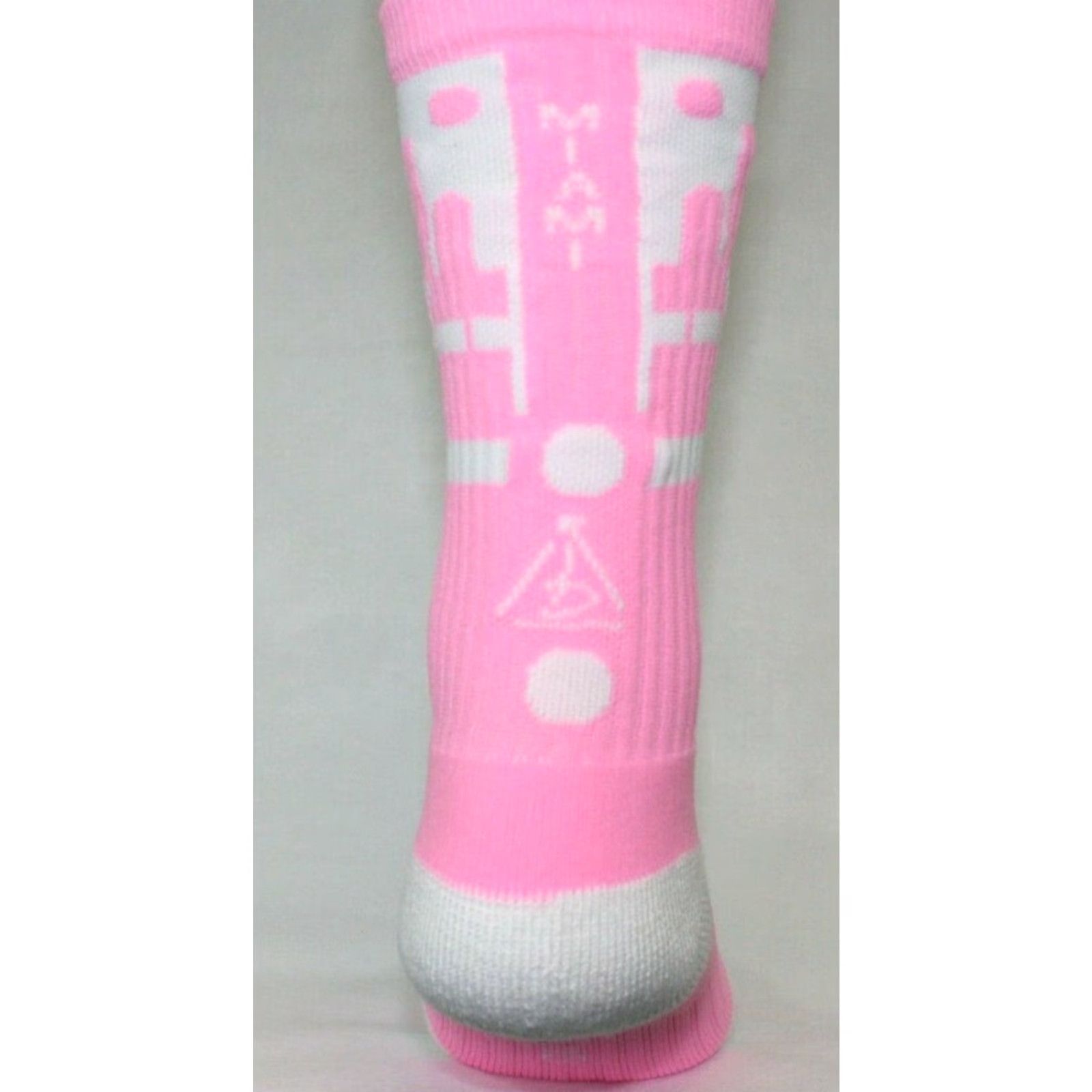Pinko Rep It City Miami White Pink Cushioned Basketball Socks Mens M/L Size ONE SIZE - 2 Thumbnail