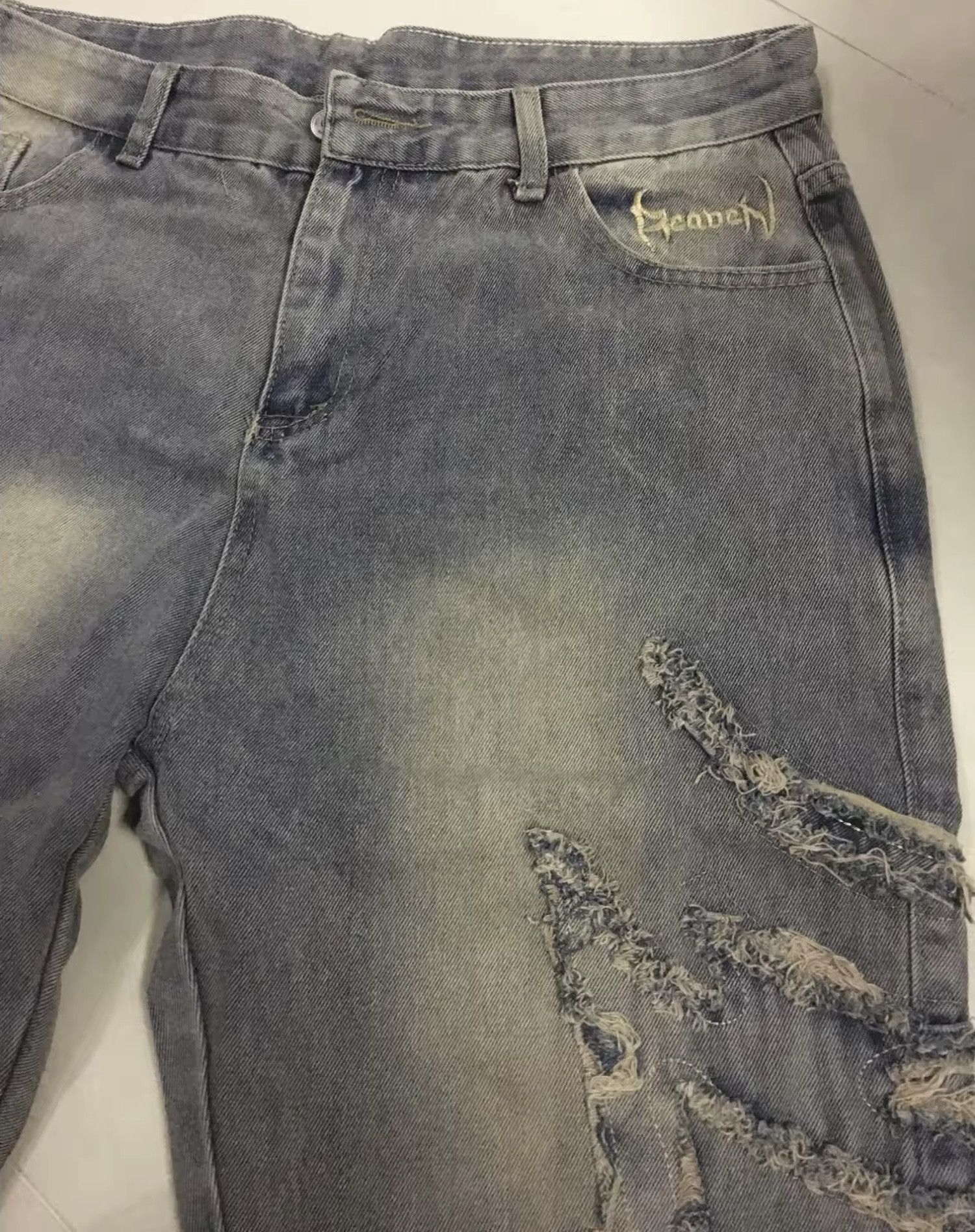 Jean × Vintage Harajuku Embroidered Flame Split Jeans Size US 34 / EU 50 - 5 Thumbnail