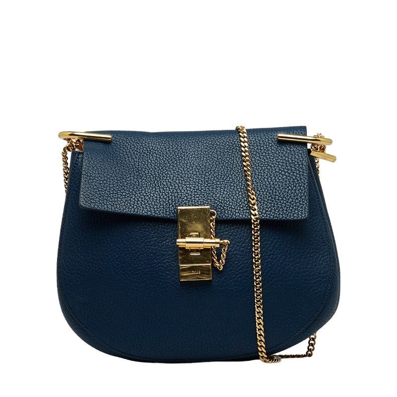 image of Chloe Leather Medium Drew Shoulder Bag in Black, Women's
