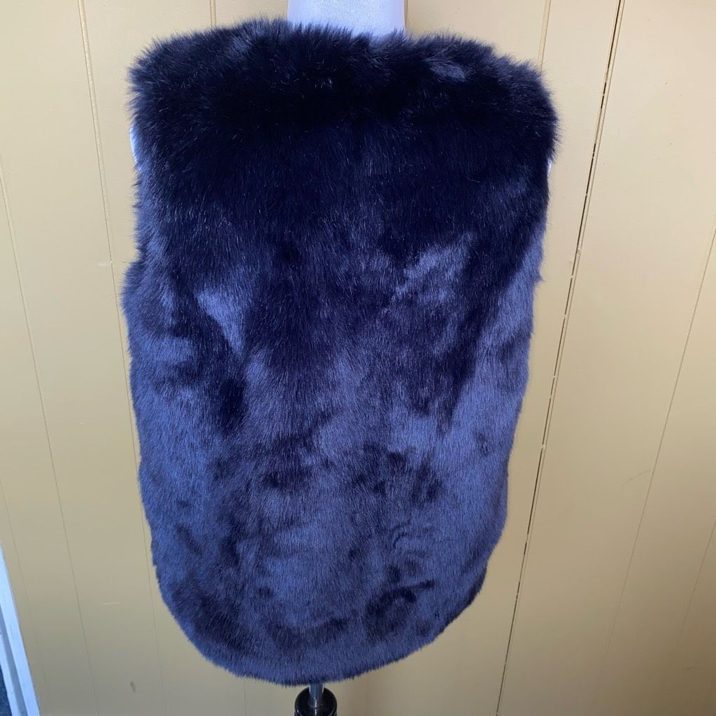 Other A New Day women S open front sleeveless faux fur jacket navy Size S / US 4 / IT 40 - 4 Thumbnail