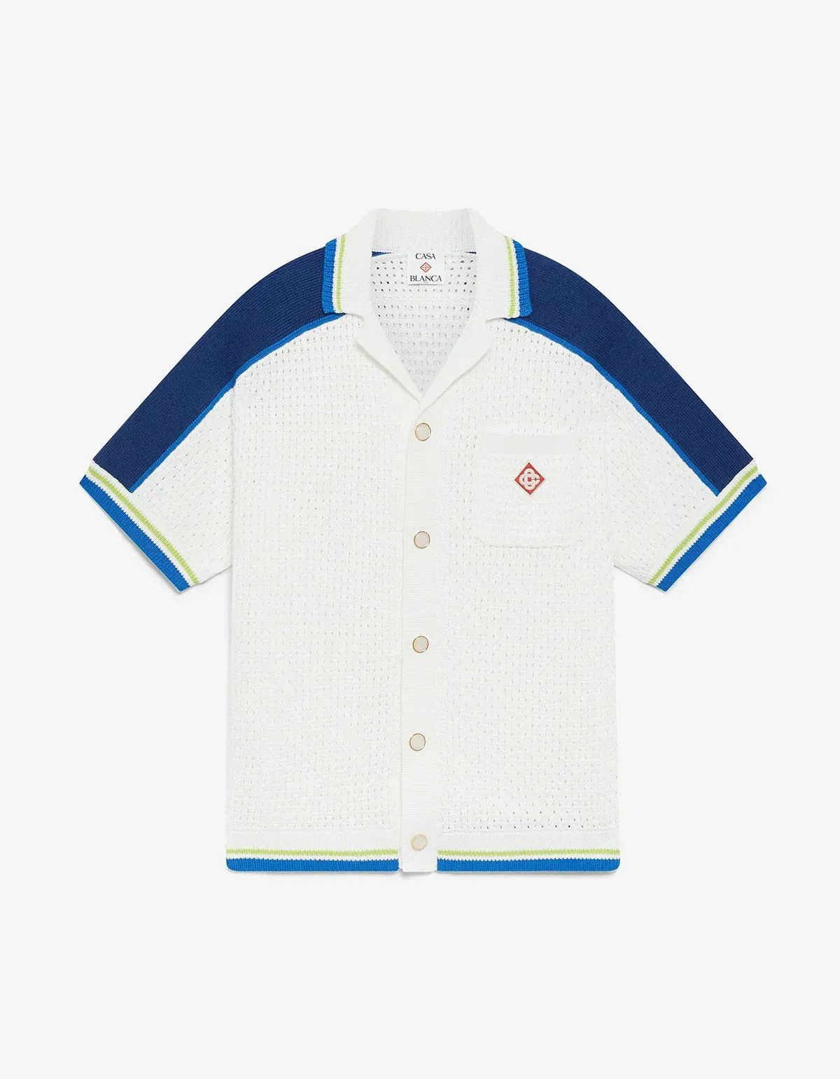 Casablanca Casablanca White & Blue Short Sleeve Crochet Shirt Size US L / EU 52-54 / 3 - 1 Thumbnail